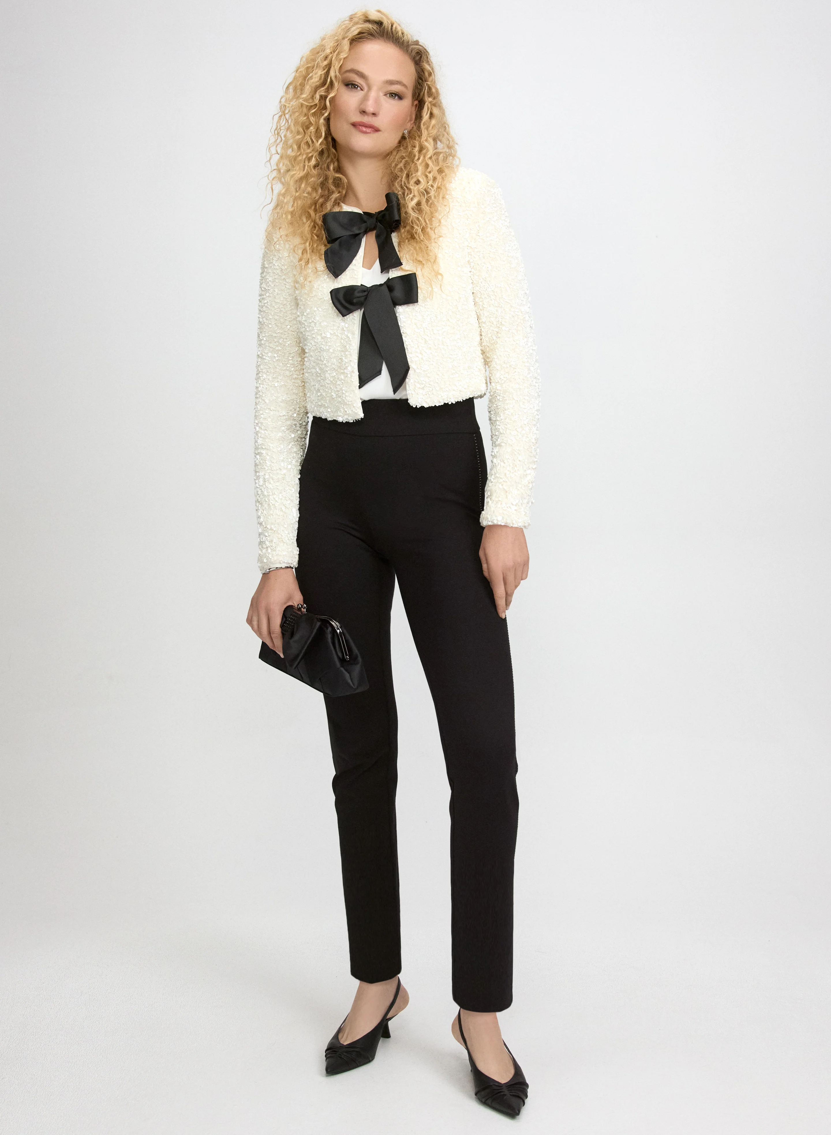 Sofia Metallic Stitch Slim-Leg Pants - Image 4