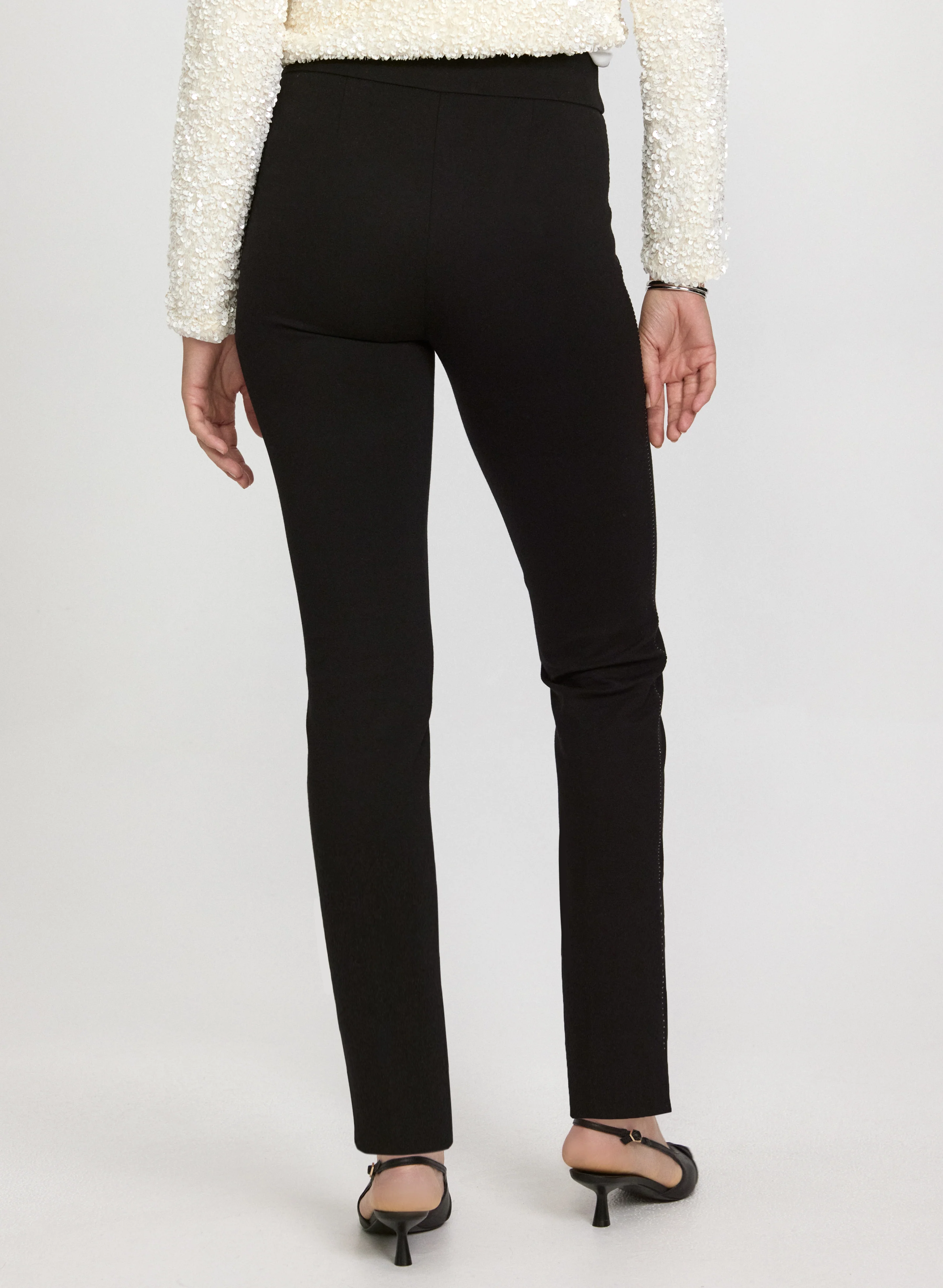 Sofia Metallic Stitch Slim-Leg Pants - Image 6