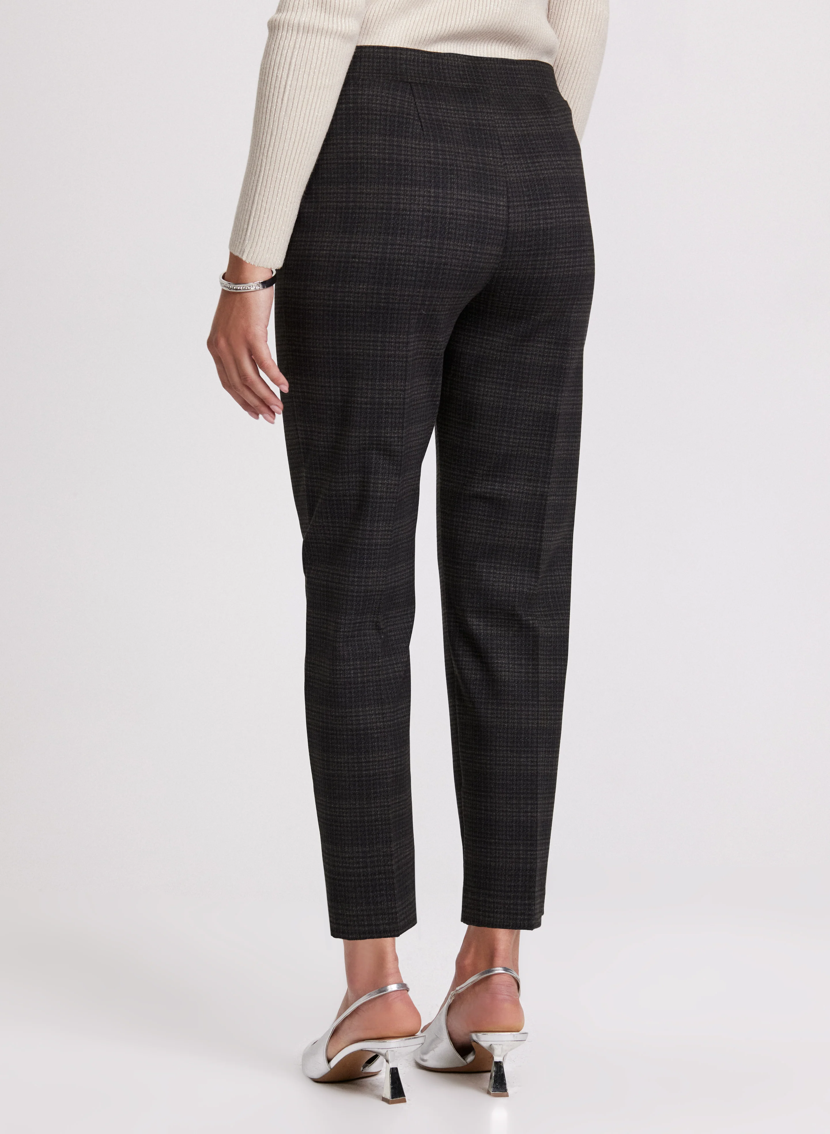 Sofia Plaid Print Slim-Leg Pants - Short - Image 2
