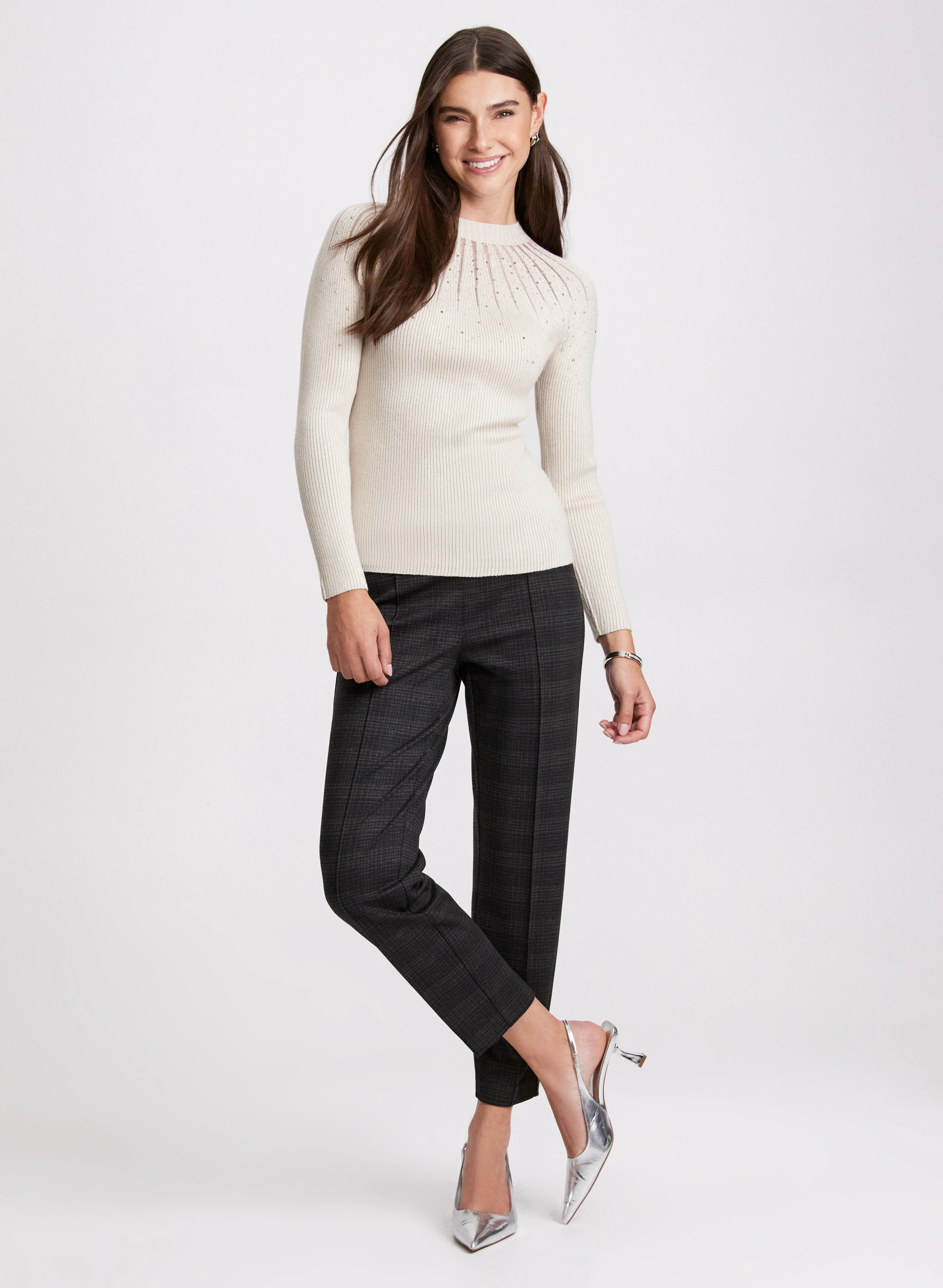 Sofia Plaid Print Slim-Leg Pants - Short - Image 4
