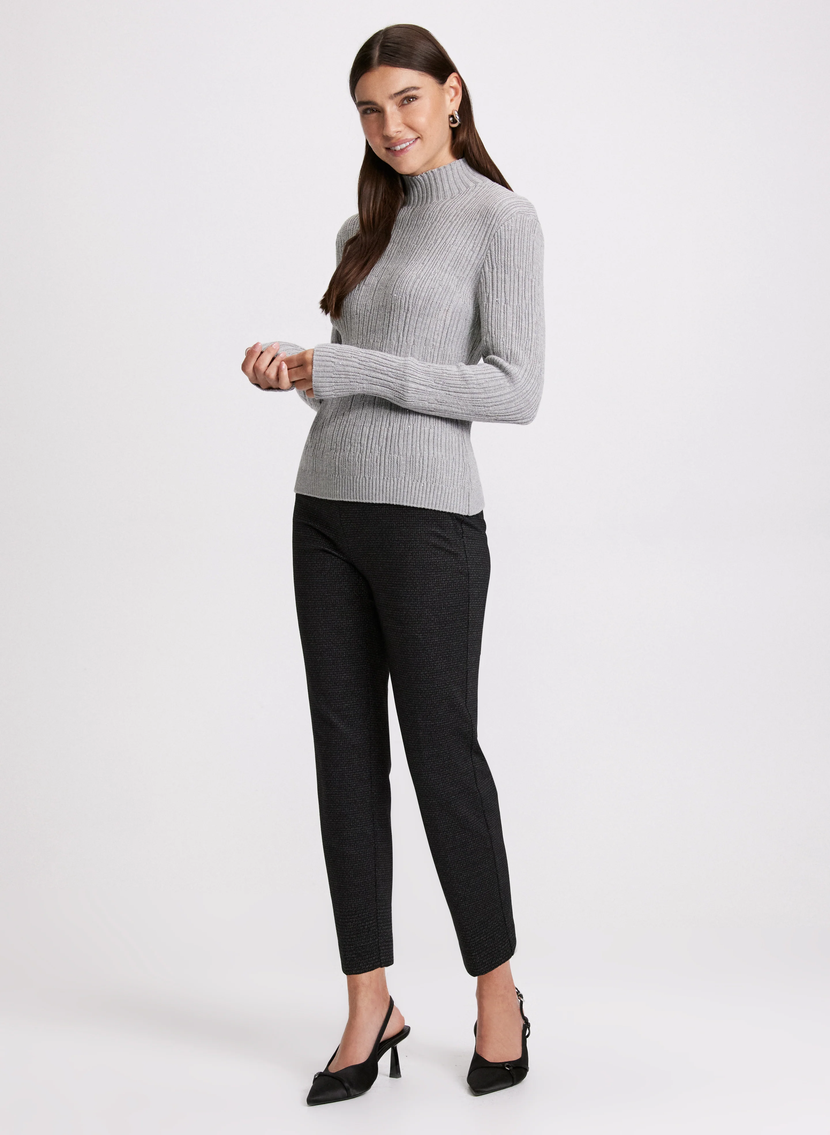 Sofia Tweed Print Slim-Leg Pants - Short - Image 3