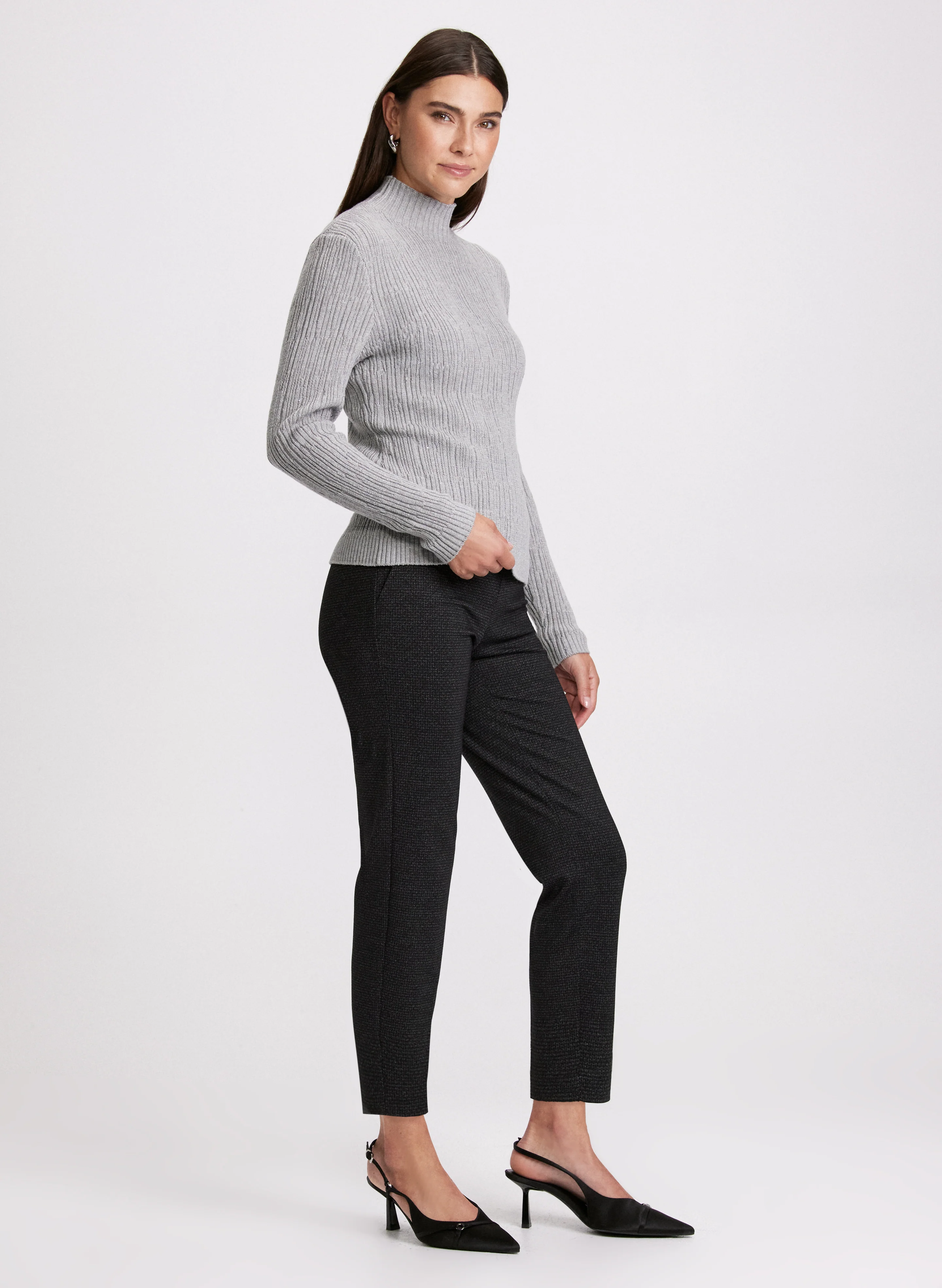 Sofia Tweed Print Slim-Leg Pants - Short - Image 4