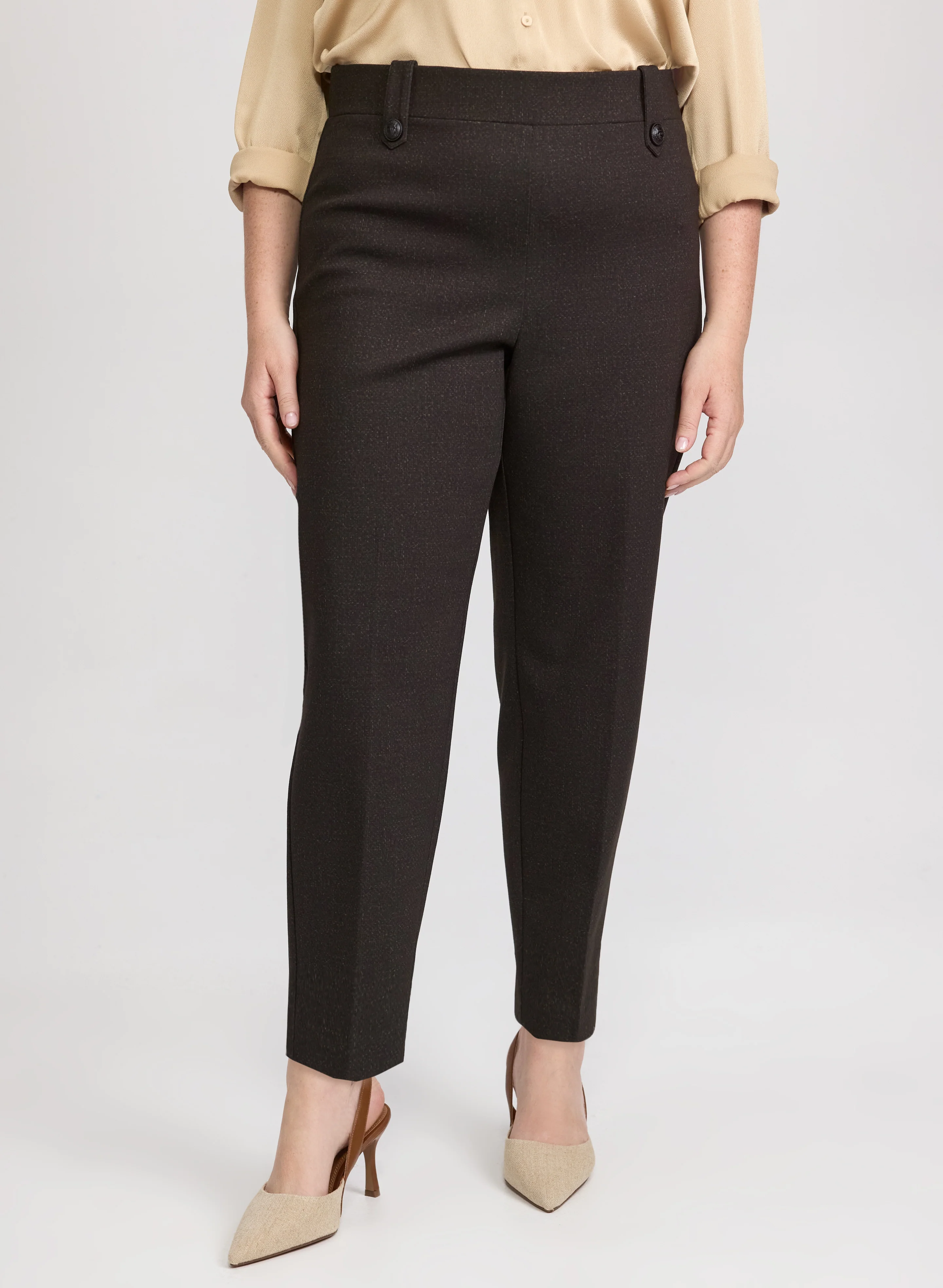 Sofia Tweed Print Slim-Leg Pants