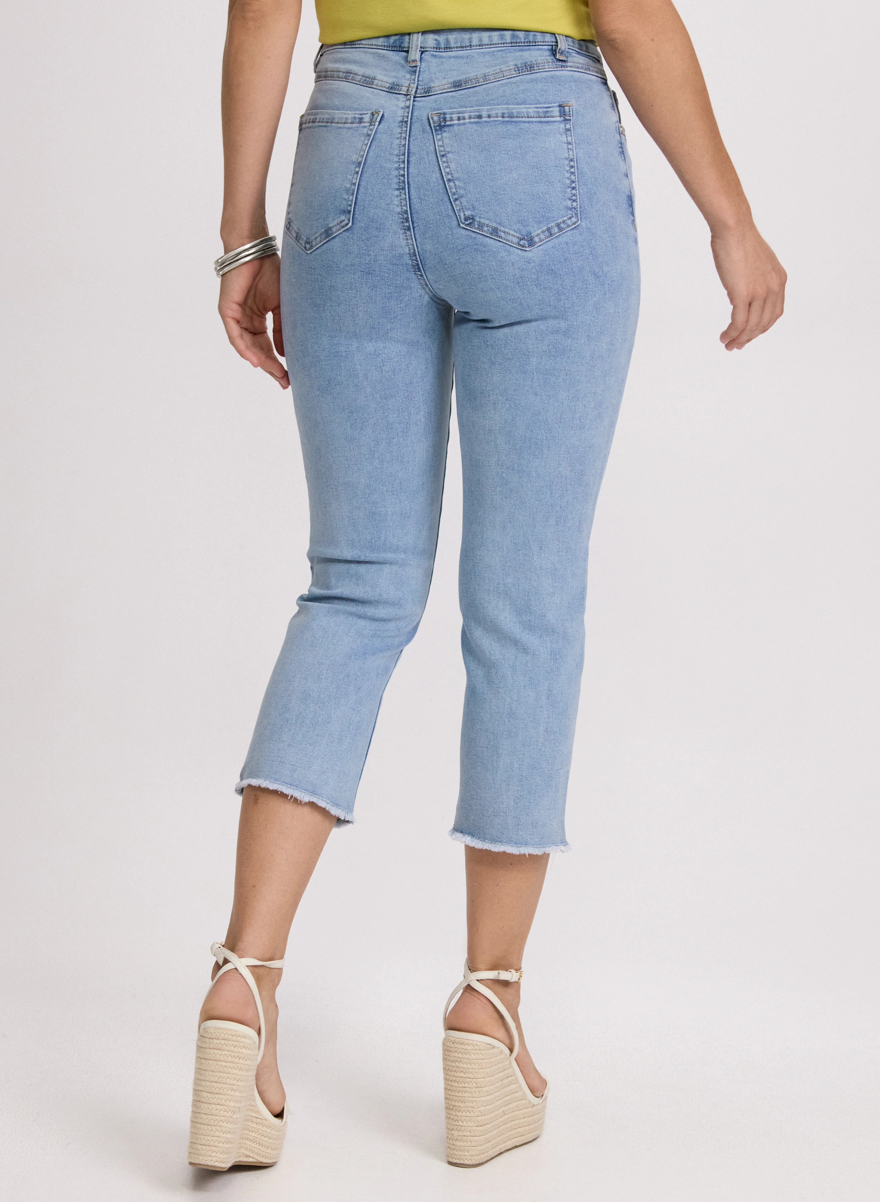 Stone Embellished Denim Capris - Image 4
