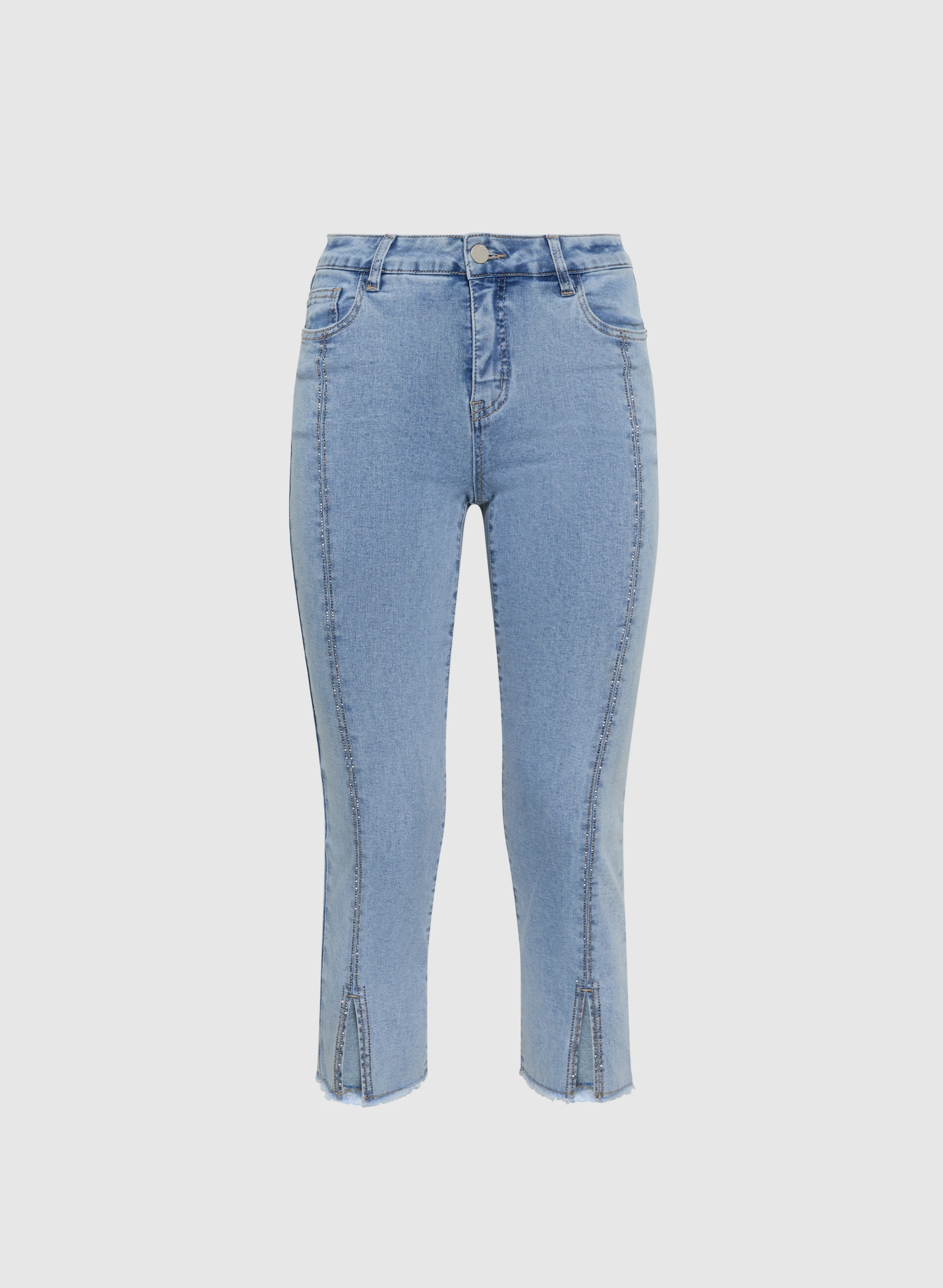 Stone Embellished Denim Capris - Image 6