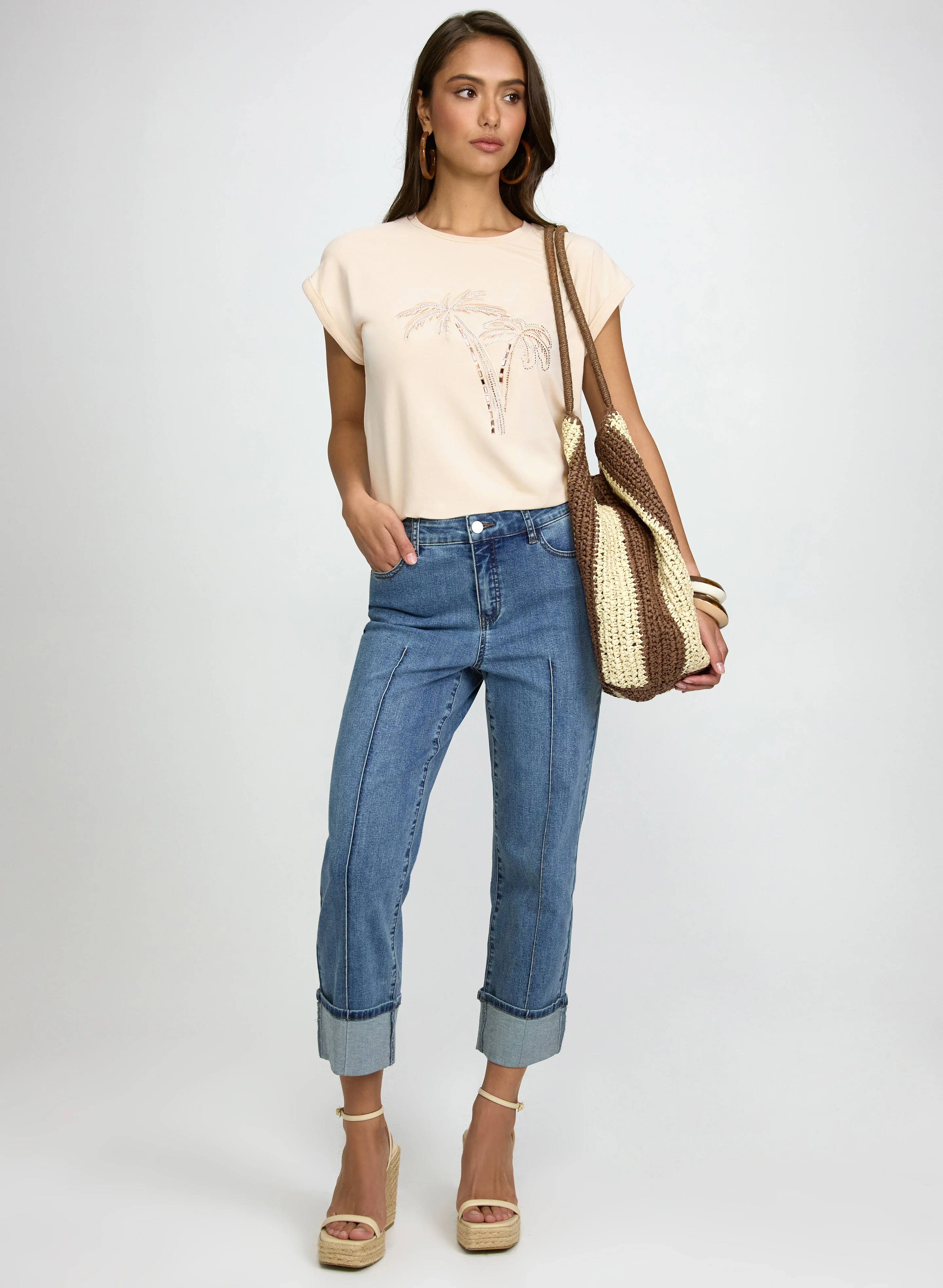 Stone Embellished Palm Print T-Shirt - Image 3