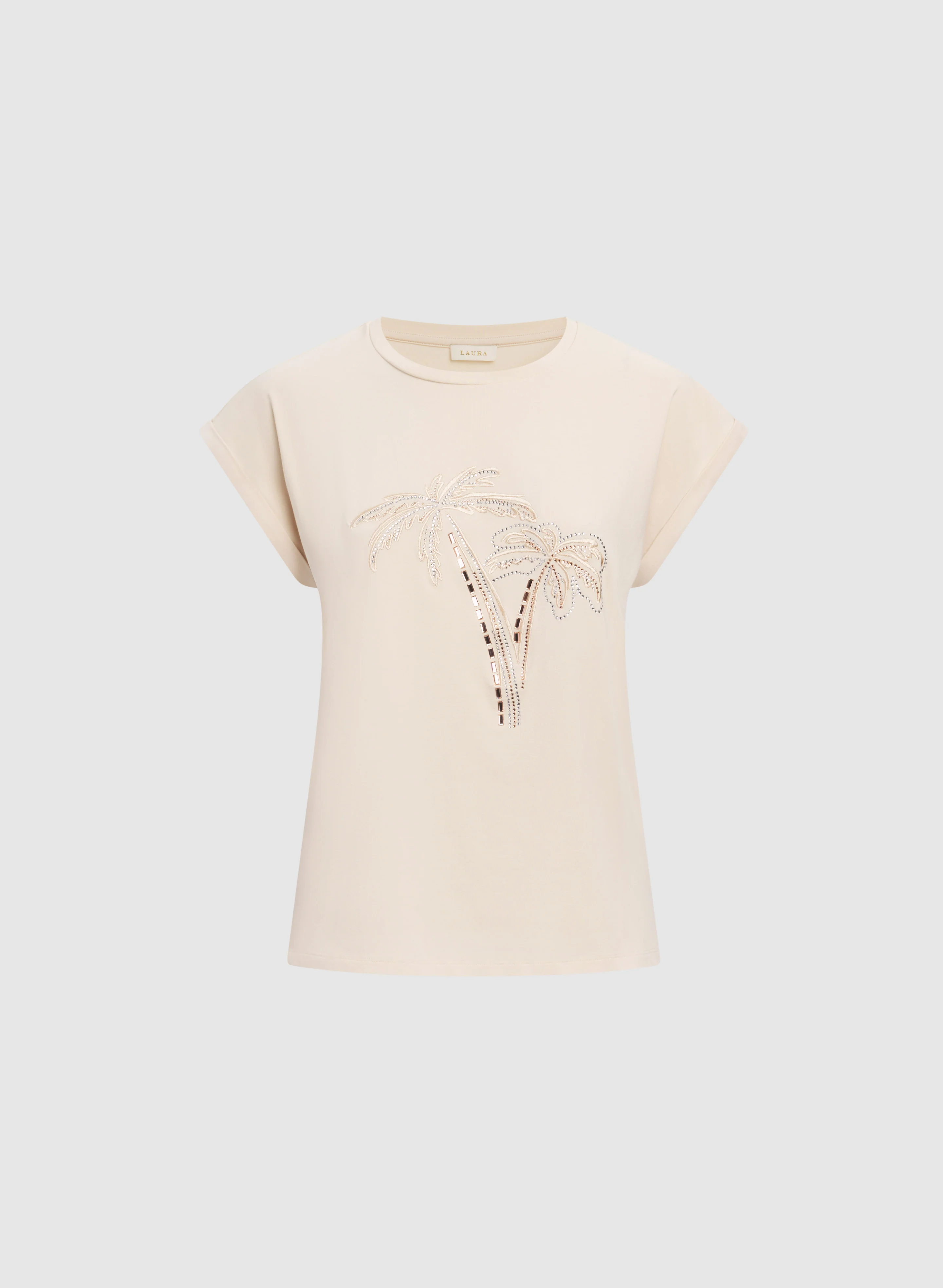 Stone Embellished Palm Print T-Shirt - Image 6