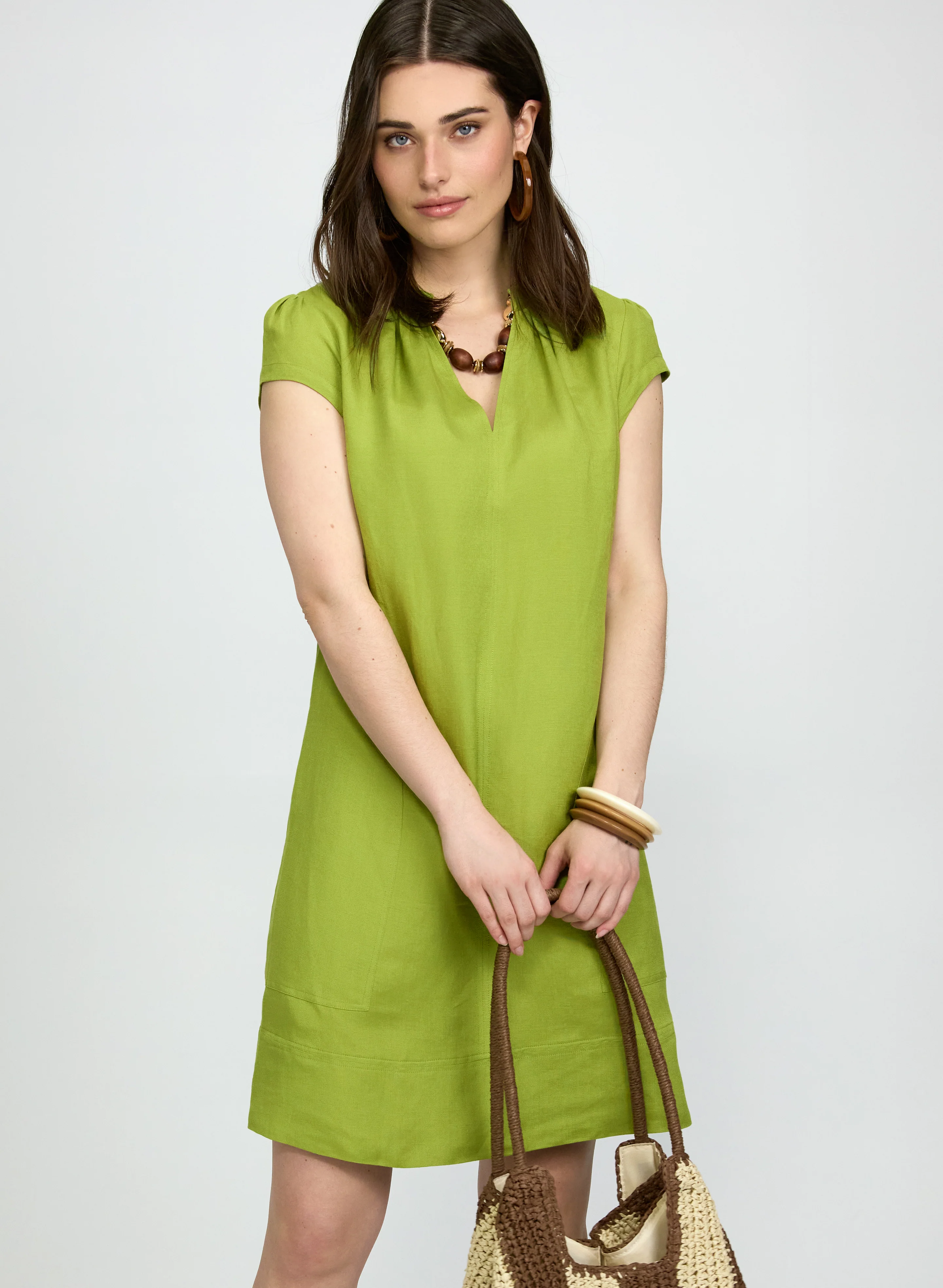Straight Linen-Blend Dress - Image 7