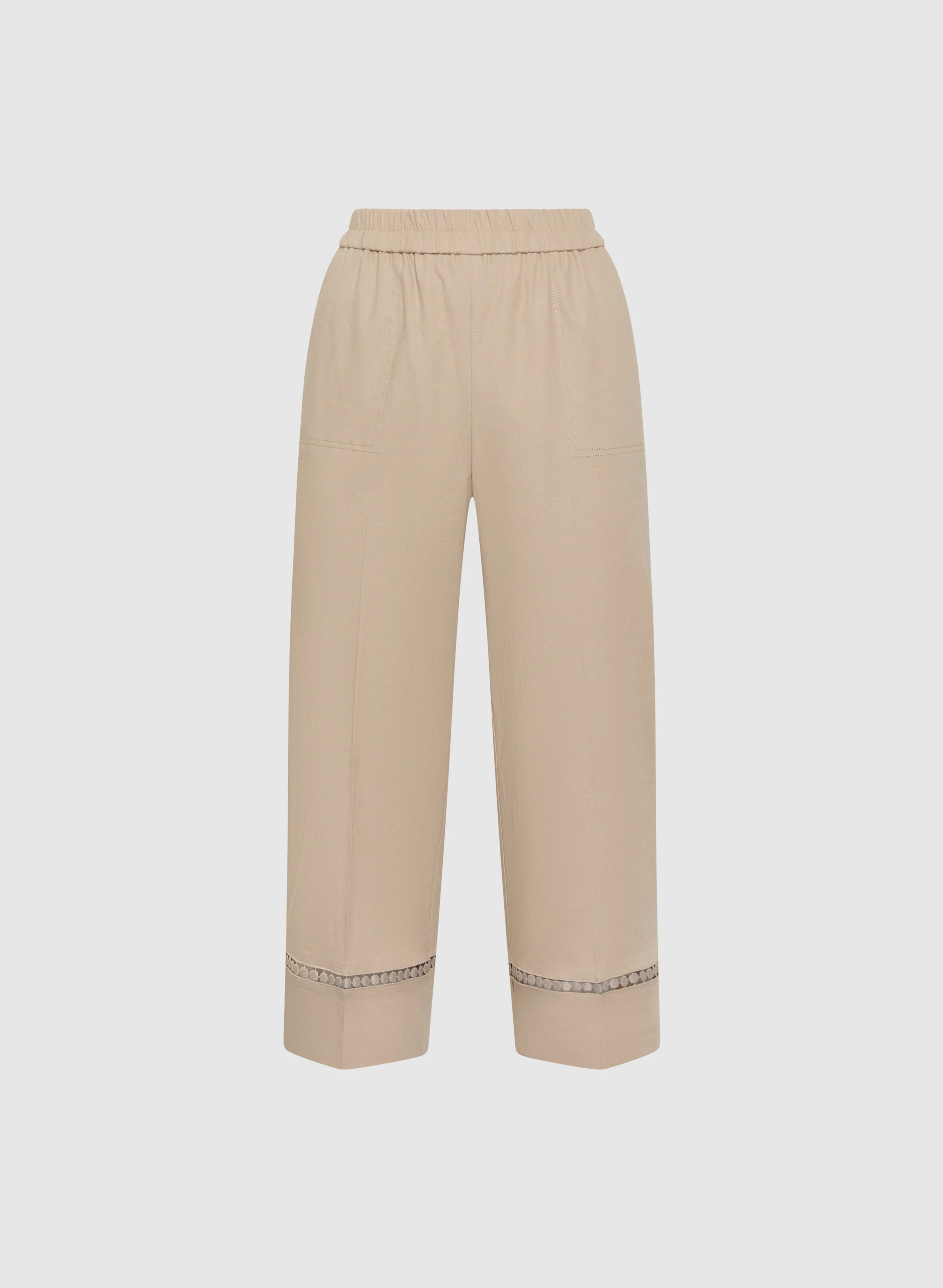Stretch-Linen Crochet Detail Culottes - Image 6