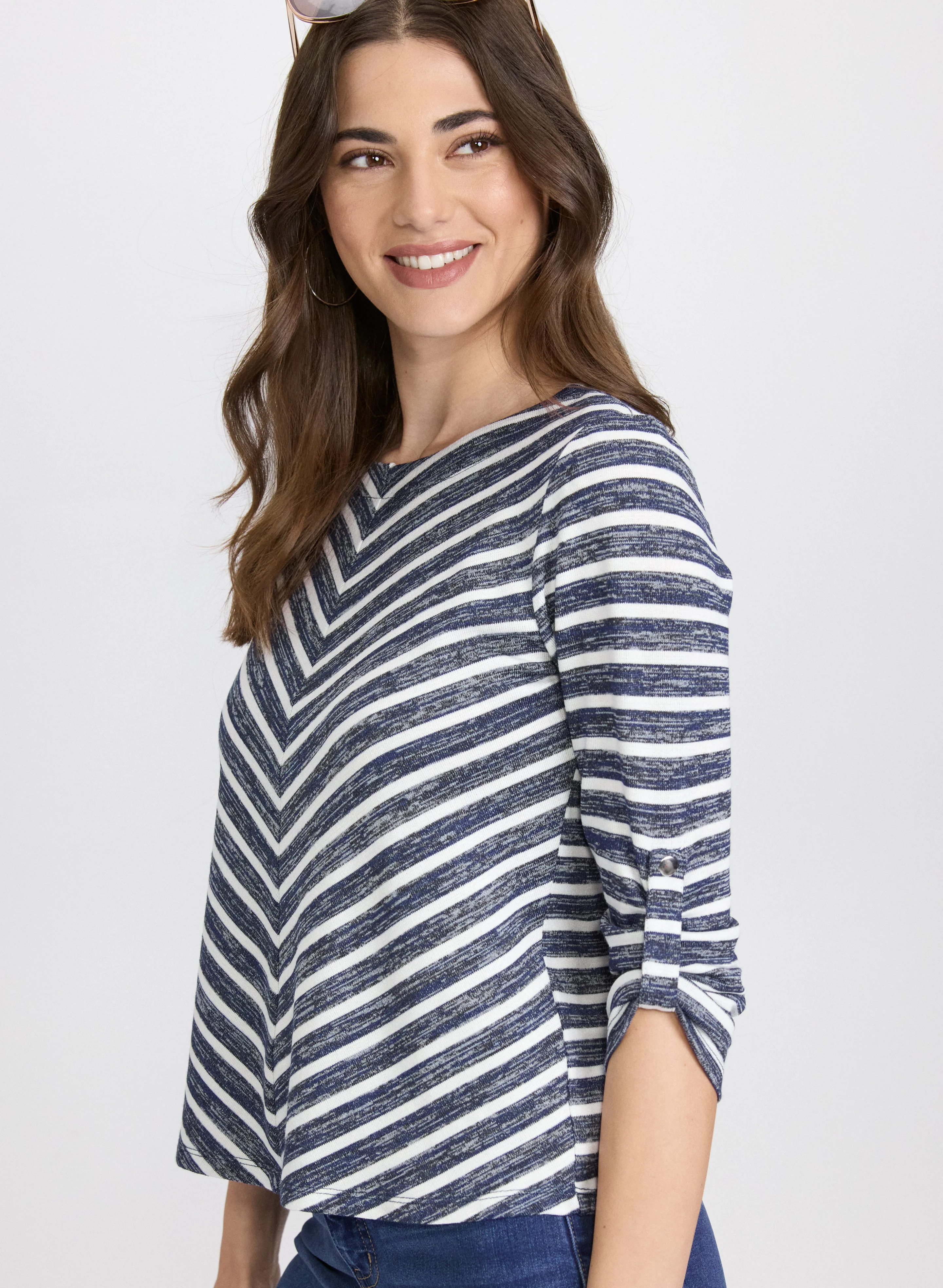 Stripe 3/4 Sleeve Top - Image 2