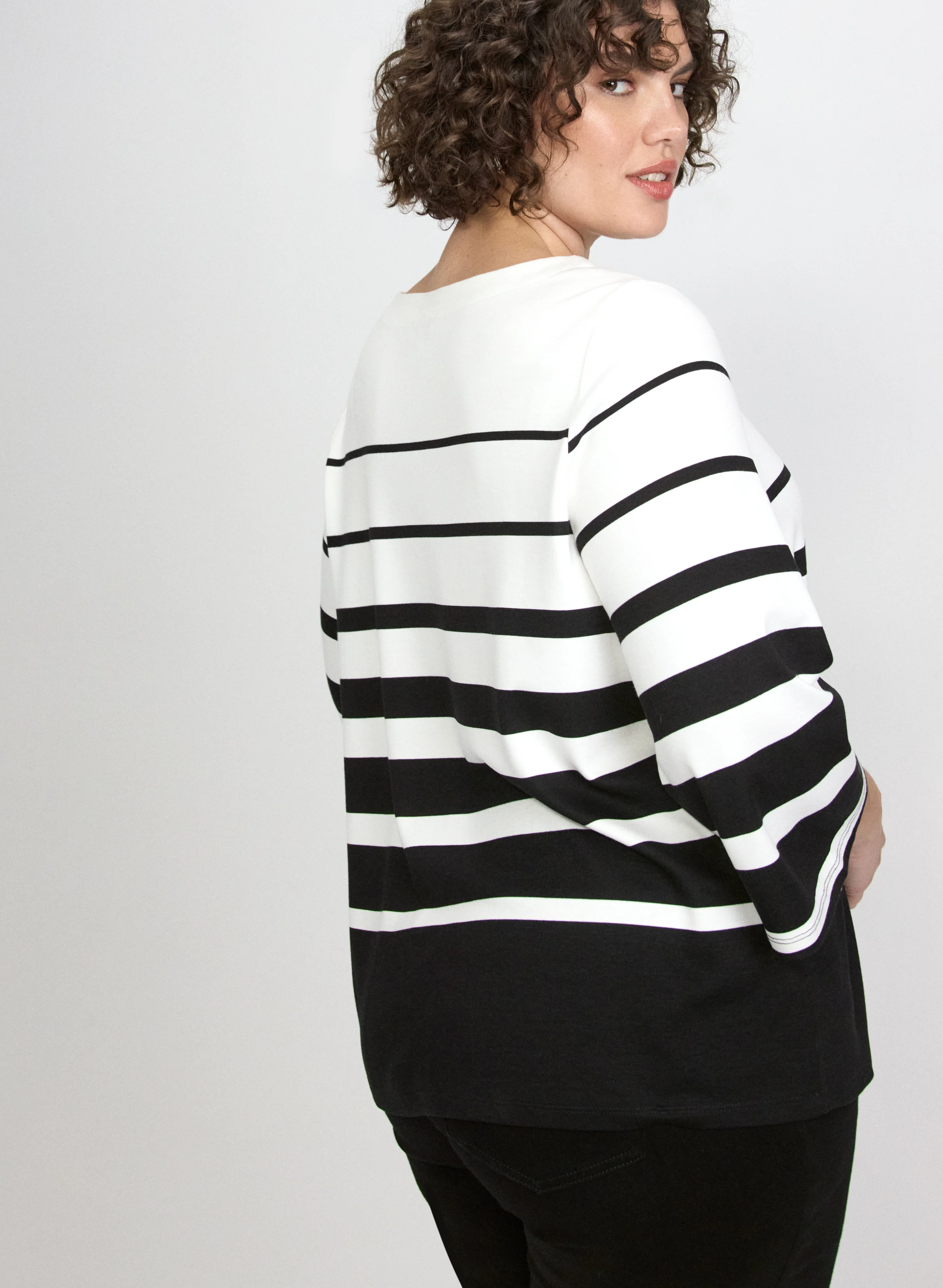 Stripe Boat Neck Top - Image 4