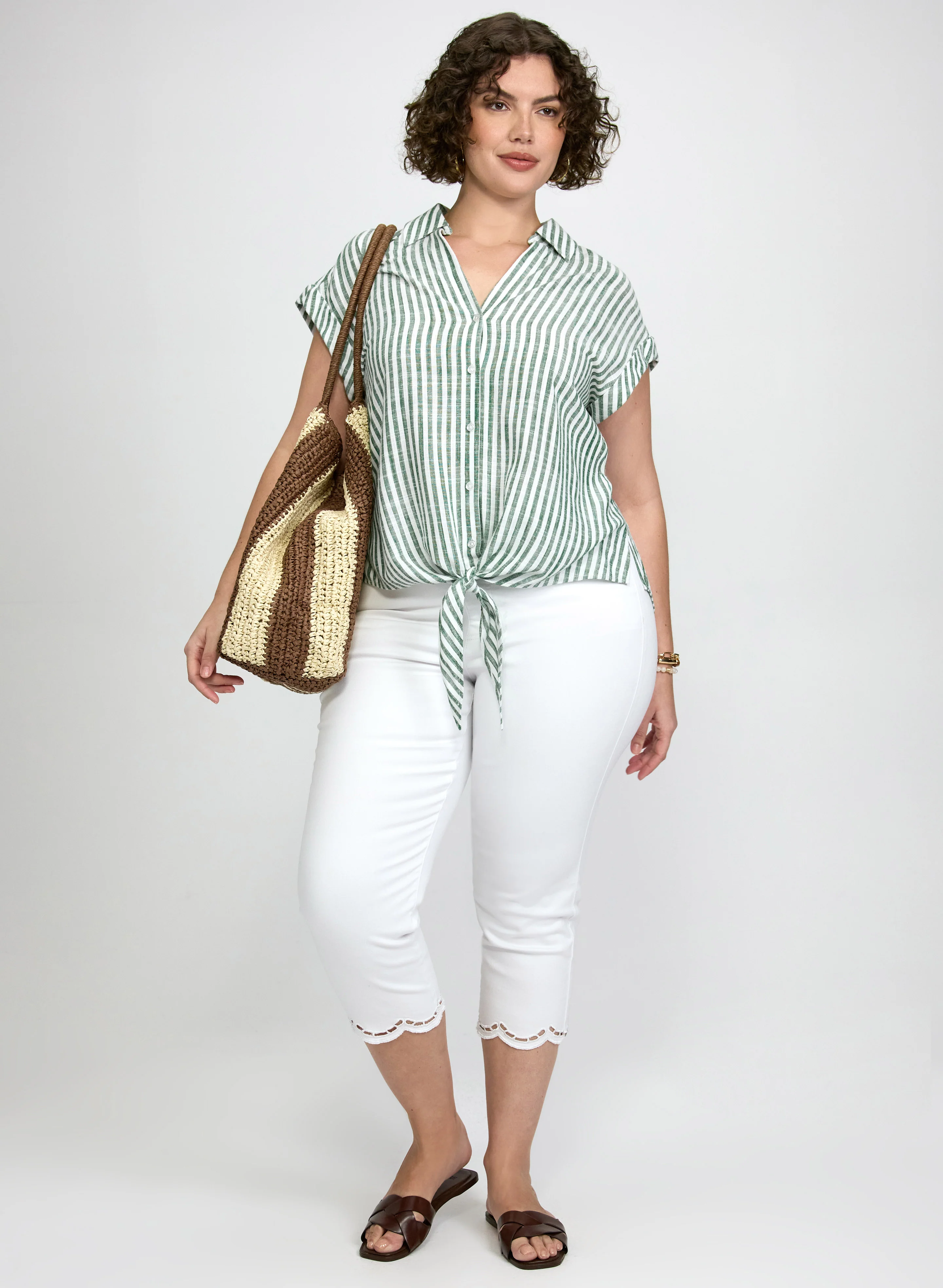 Stripe Front Tie Blouse - Image 2