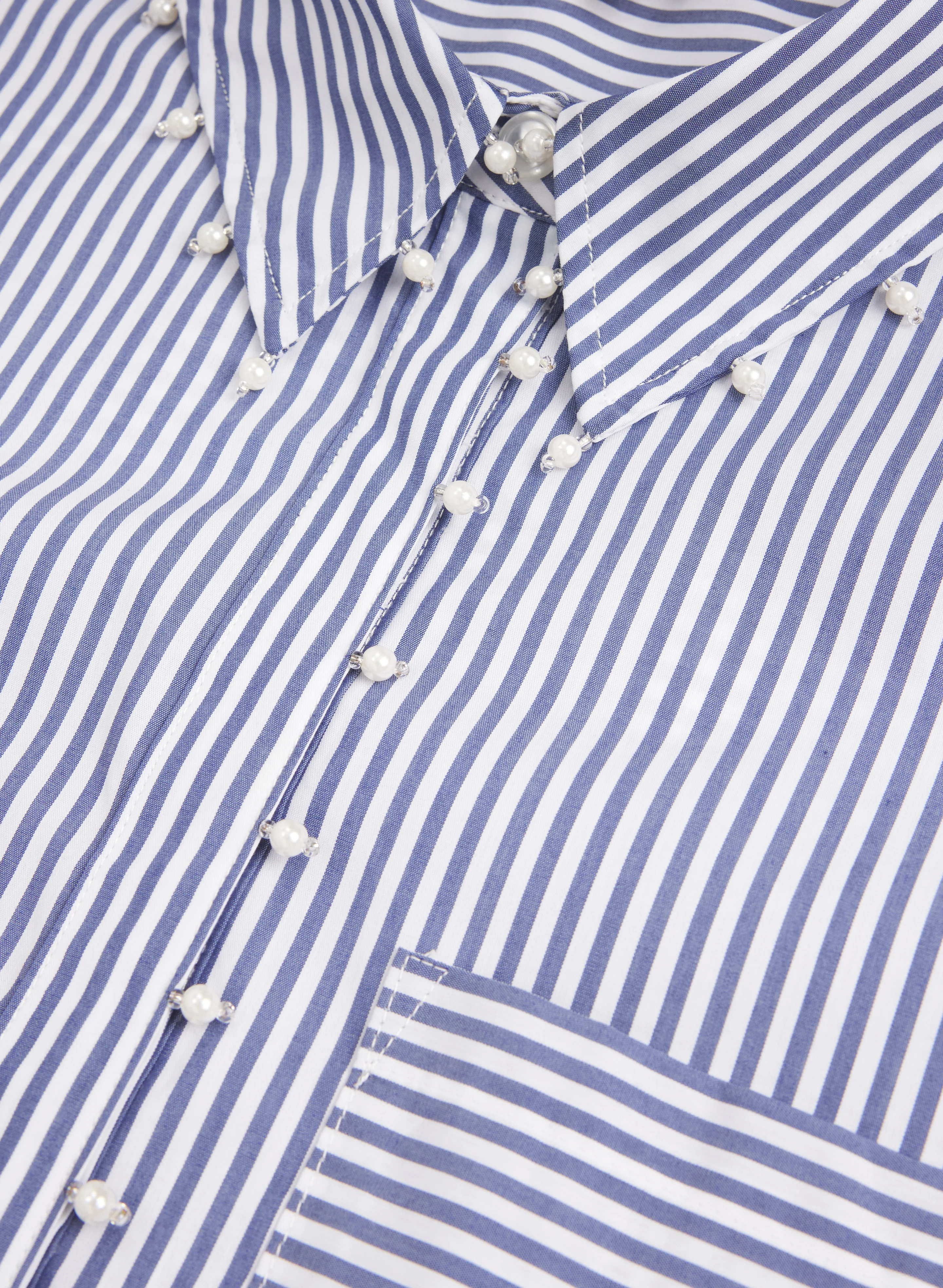 Stripe Pearl Trim Blouse - Image 8