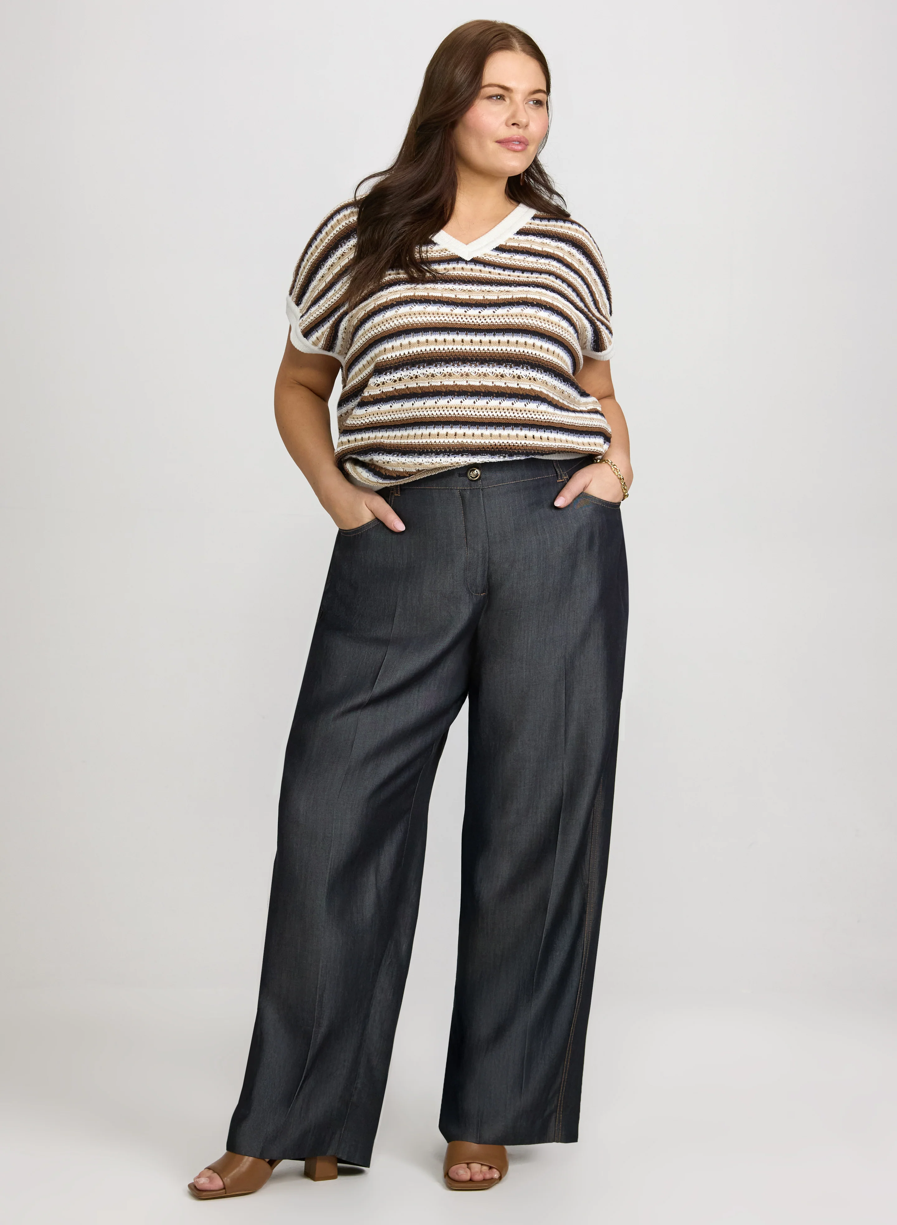Stripe Pointelle Knit Sweater - Image 3