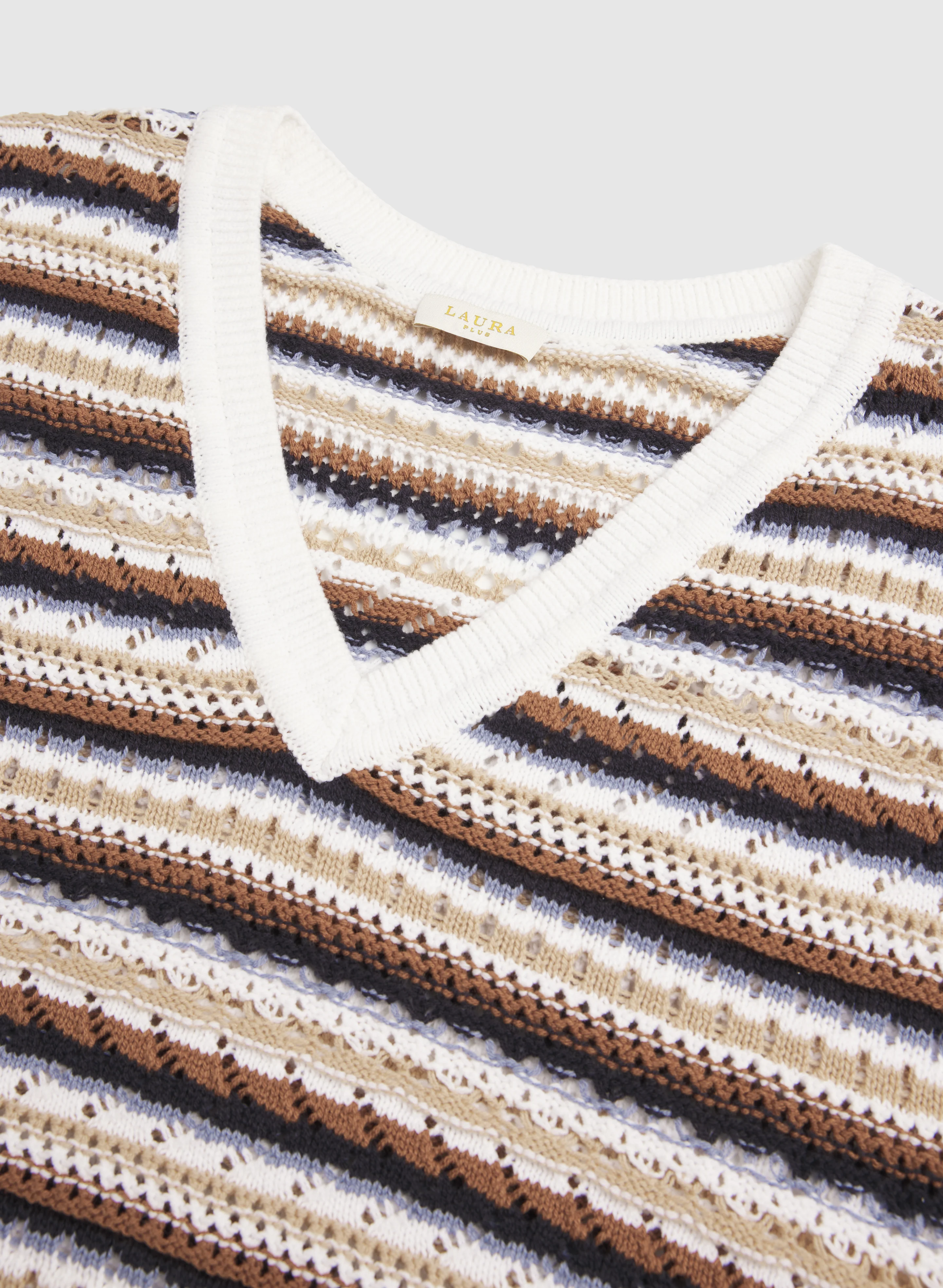 Stripe Pointelle Knit Sweater - Image 7