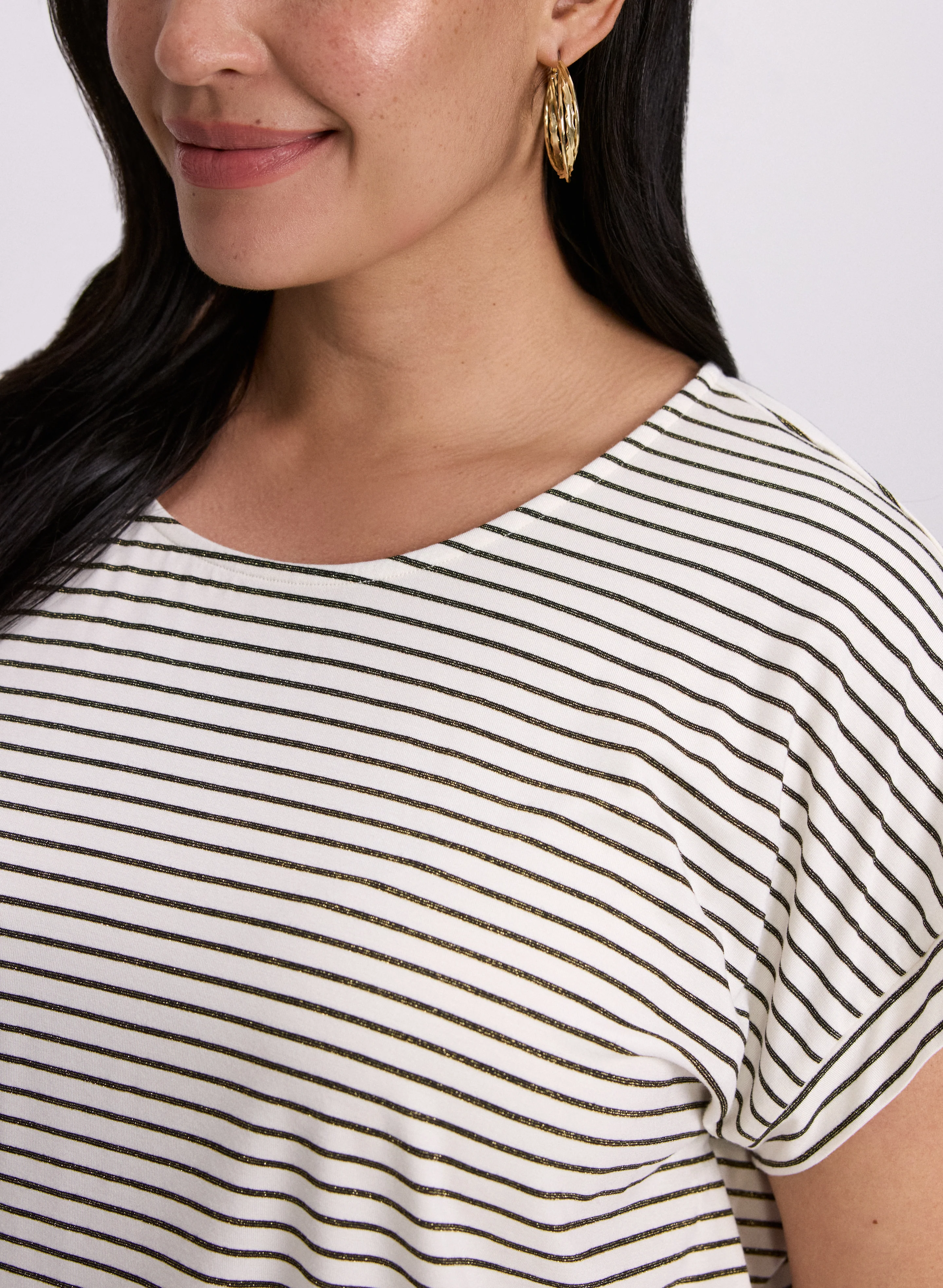 Striped Cap Sleeve T-Shirt - Image 2