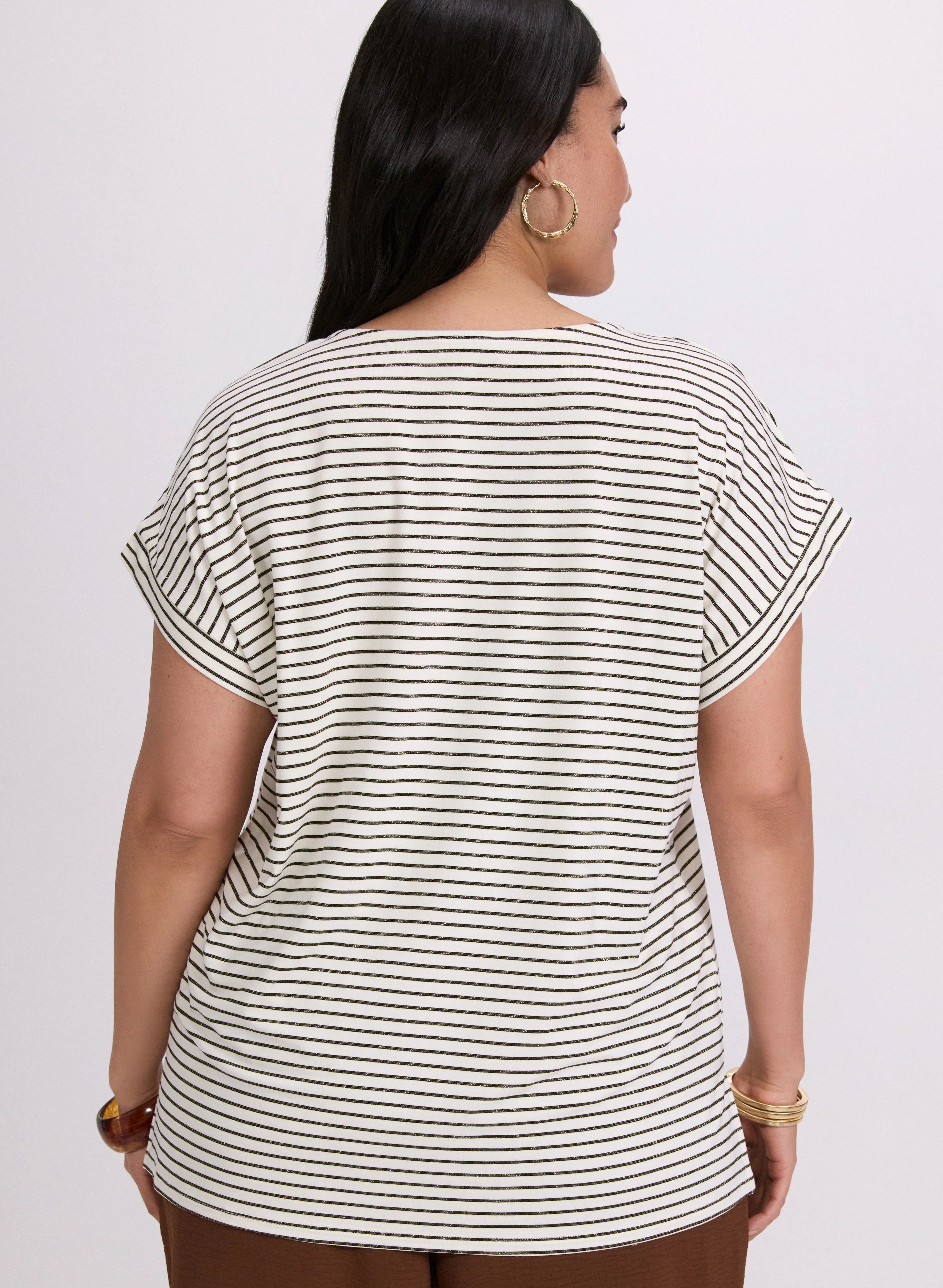 Striped Cap Sleeve T-Shirt - Image 4