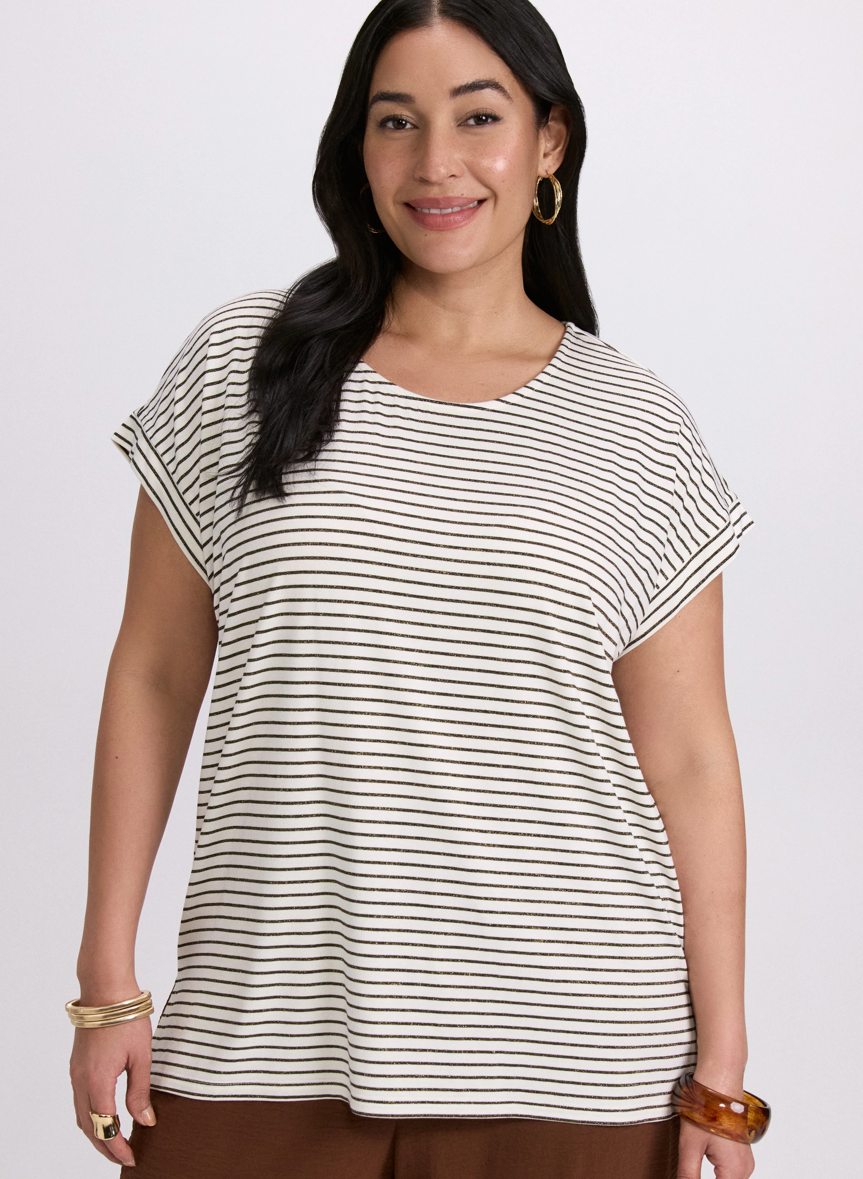Striped Cap Sleeve T-Shirt - Image 7