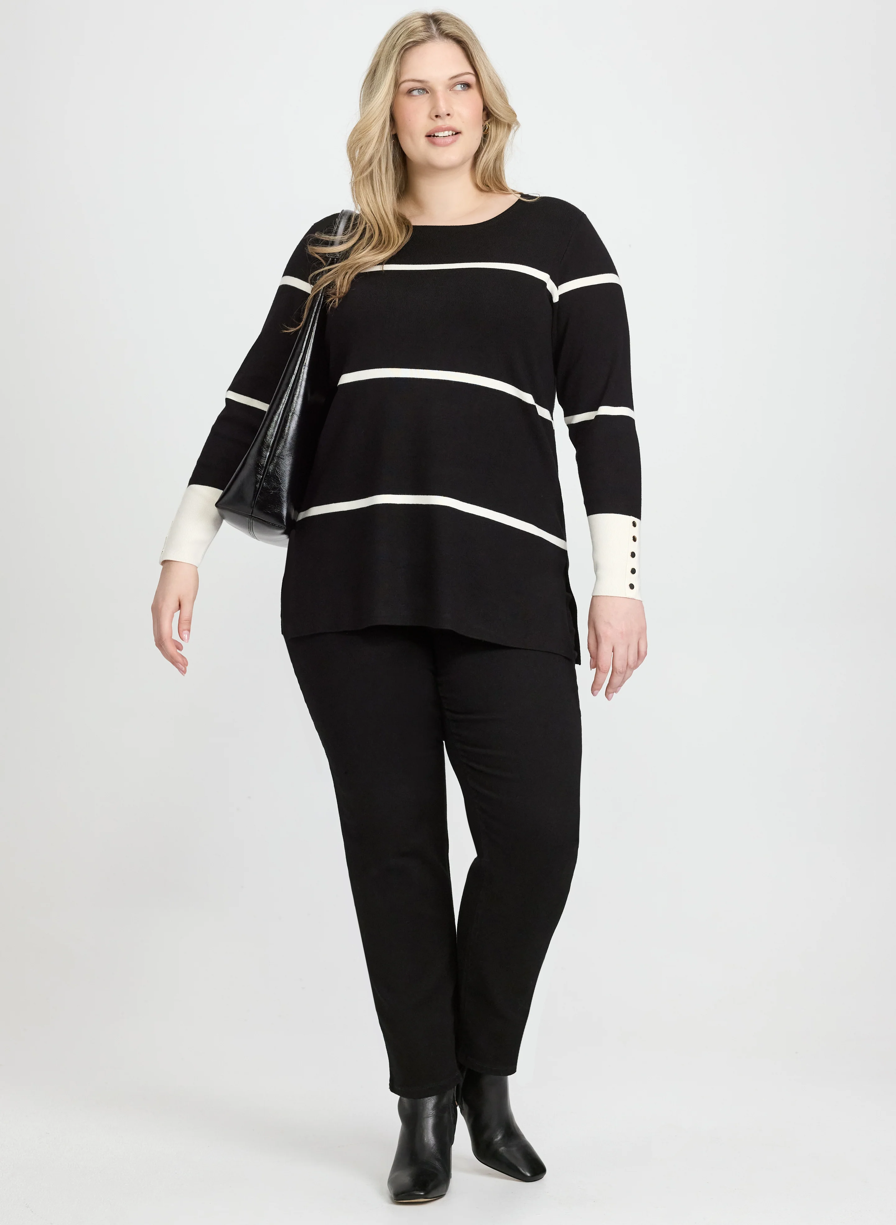 Stripe Rib Knit Sweater - Image 3