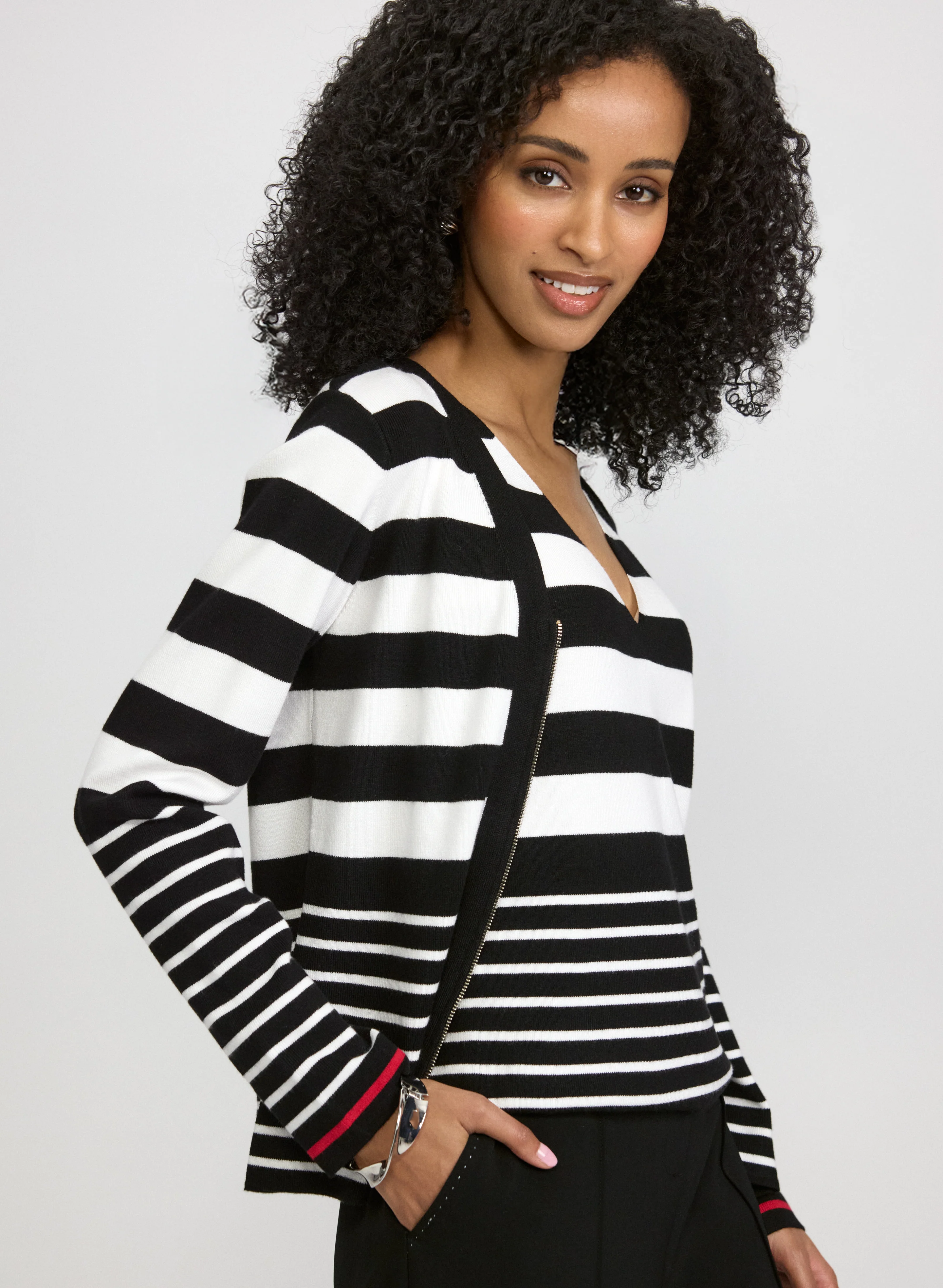 Stripe Zip Cardigan - Image 4
