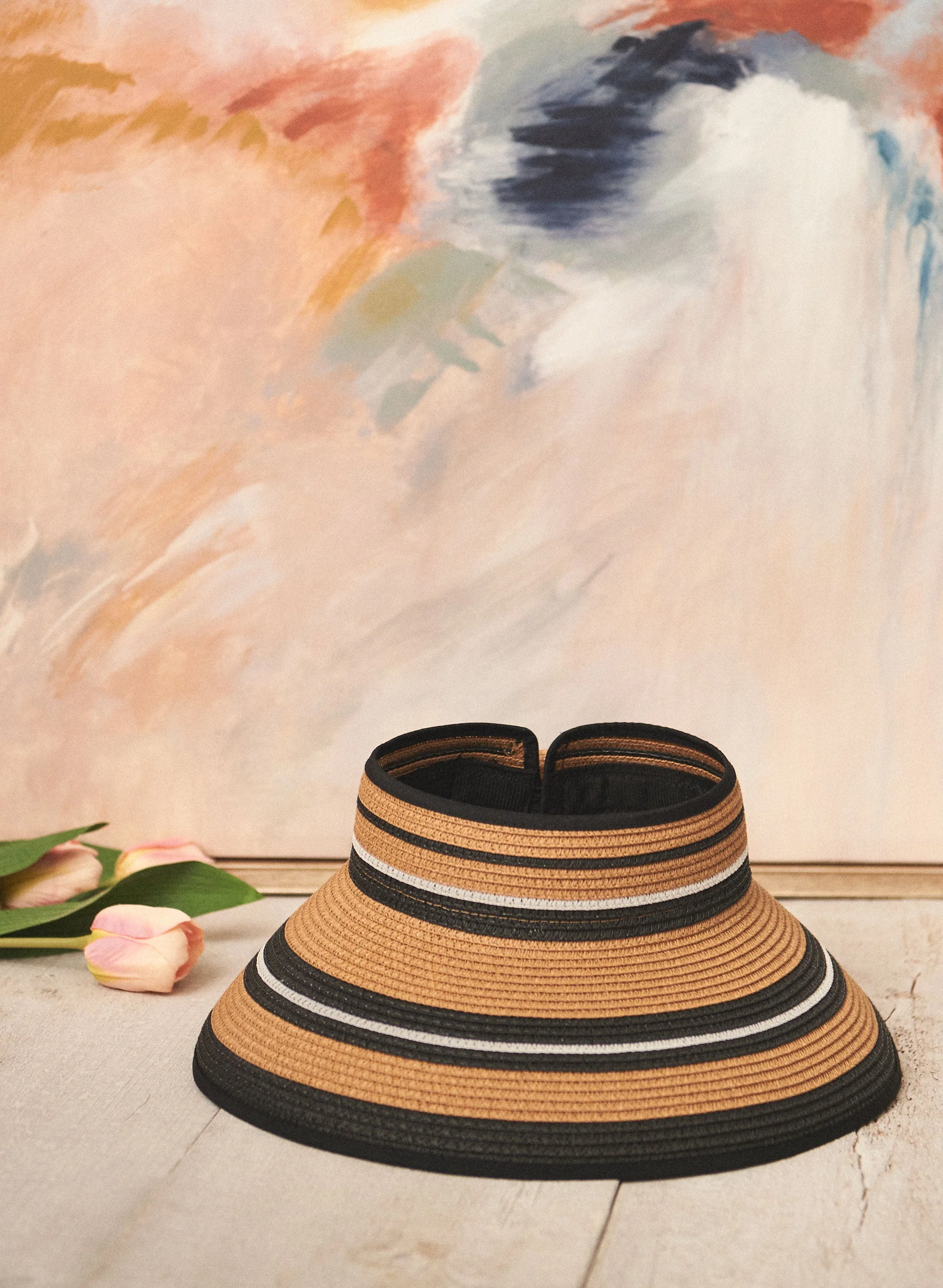 Striped Bow Detail Visor