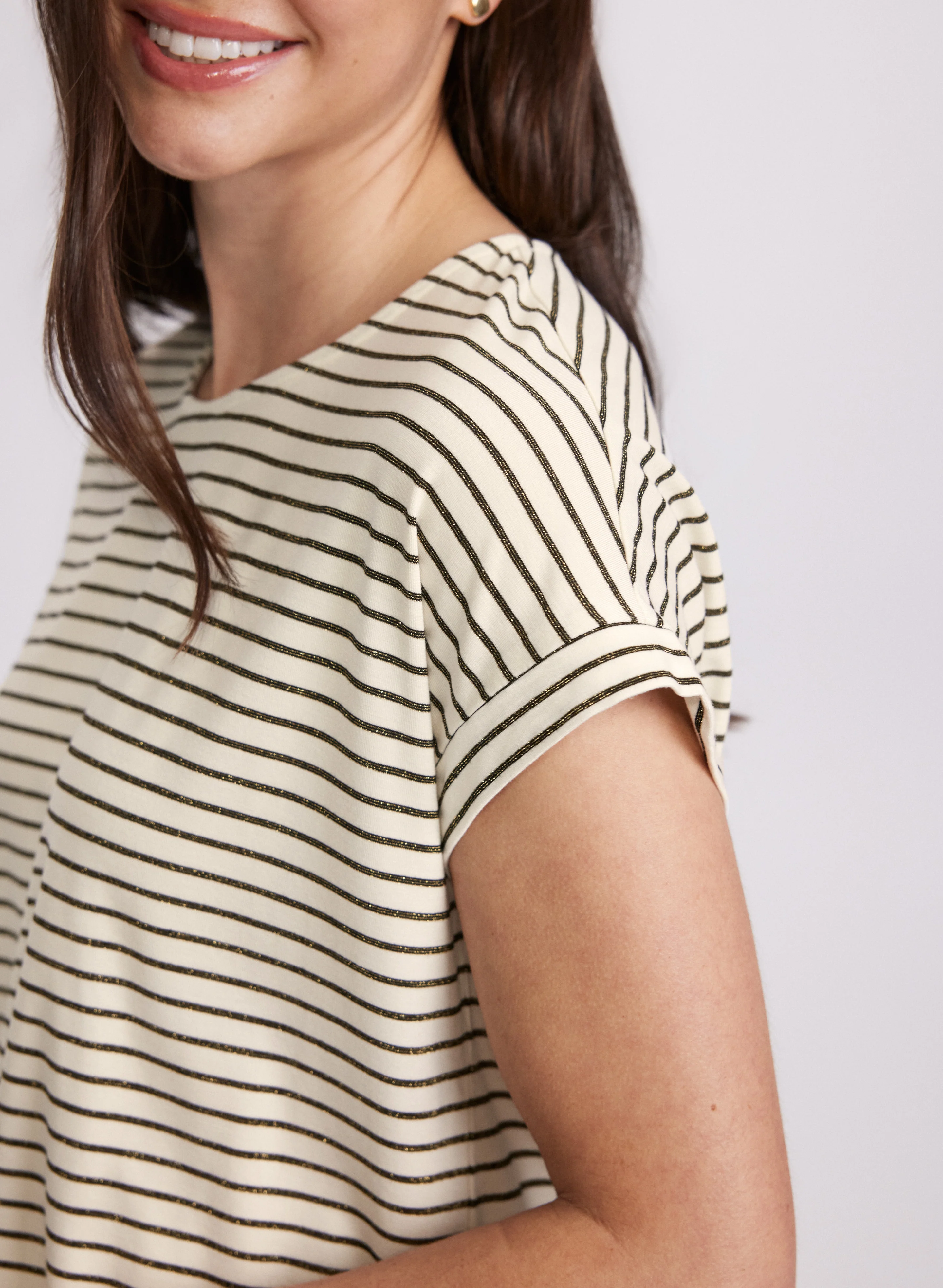 Striped Cap Sleeve T-Shirt - Image 4