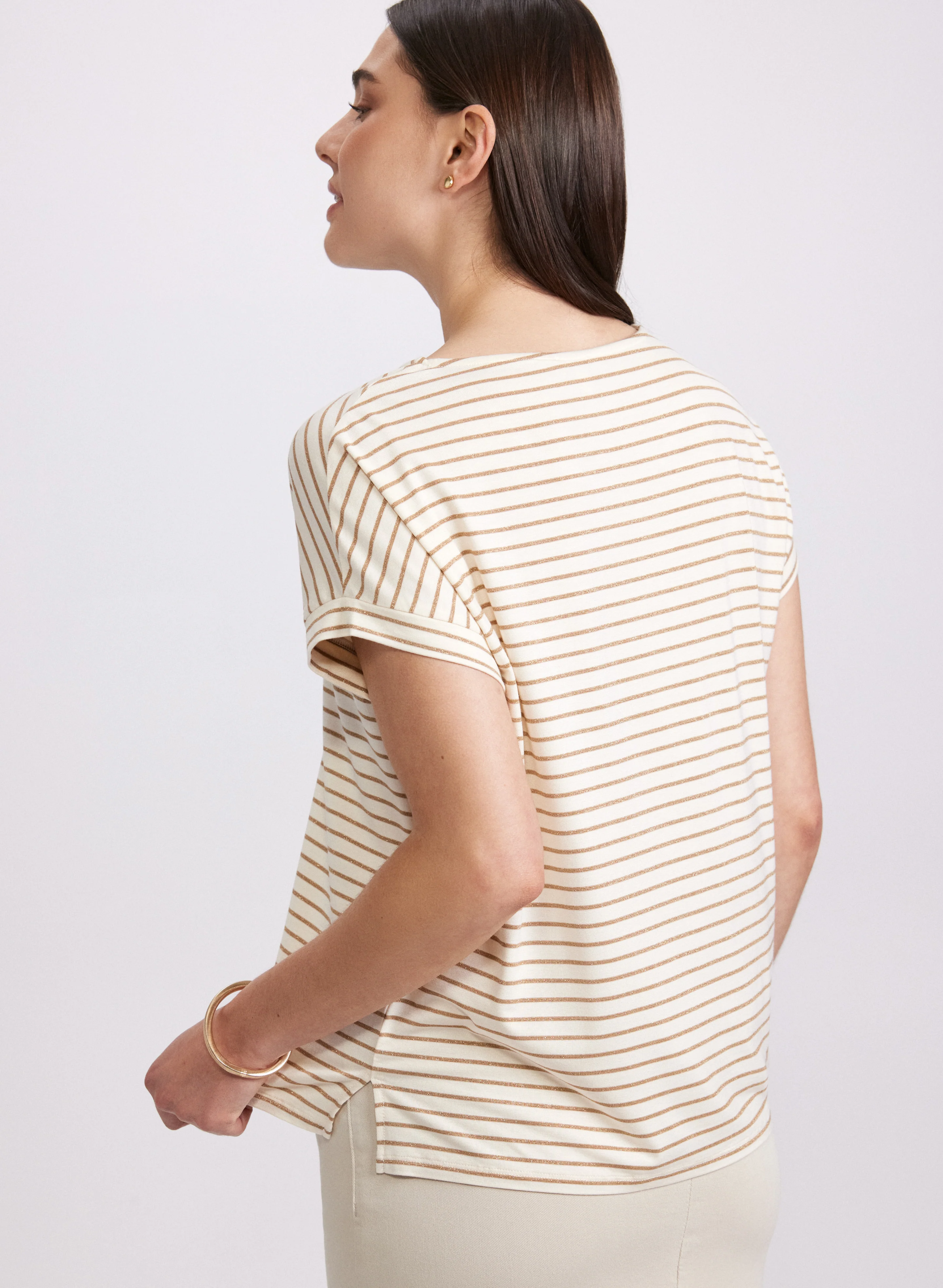 Striped Cap Sleeve T-Shirt - Image 2