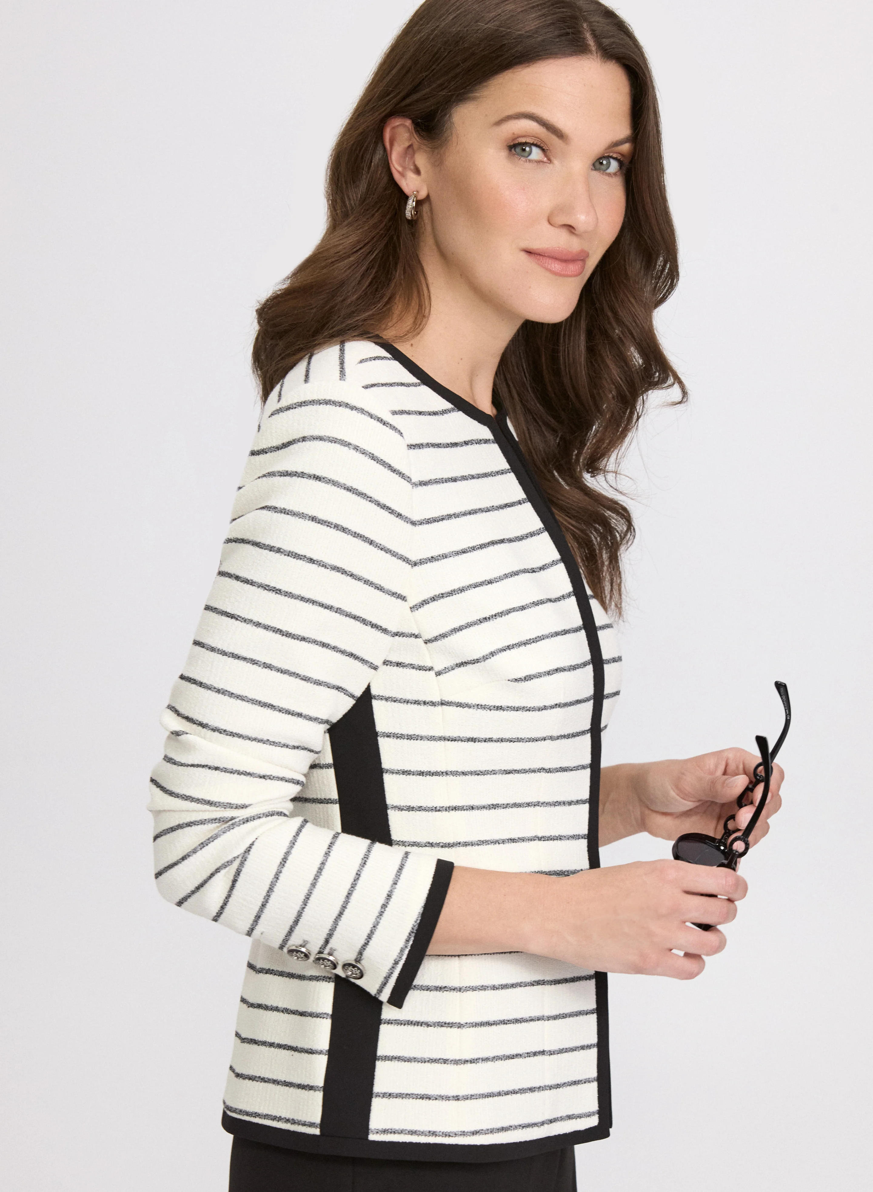 Striped Contrast Trim Jacket - Image 2