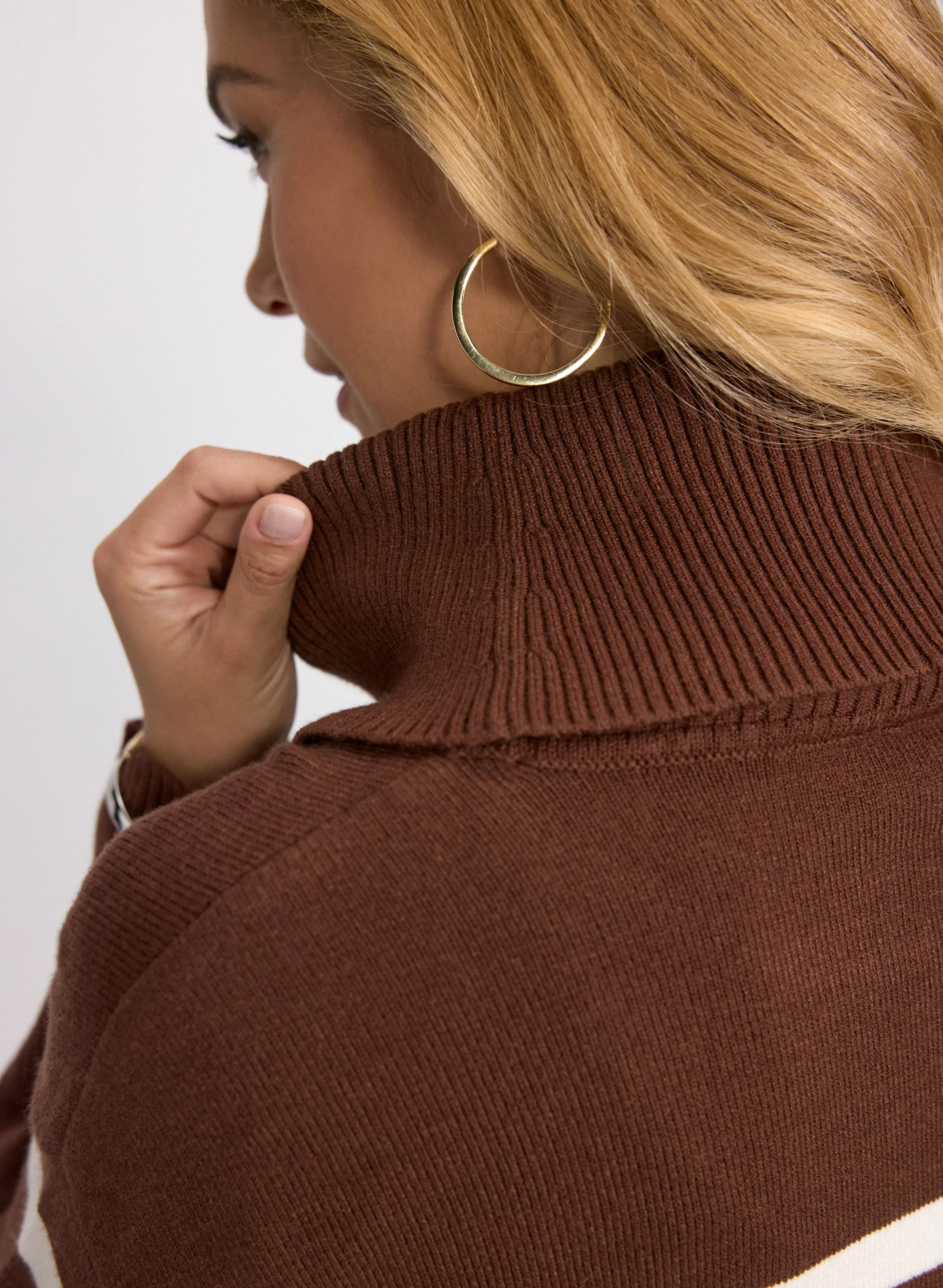 Striped Cowl Neck Tunic Sweater - Image 5