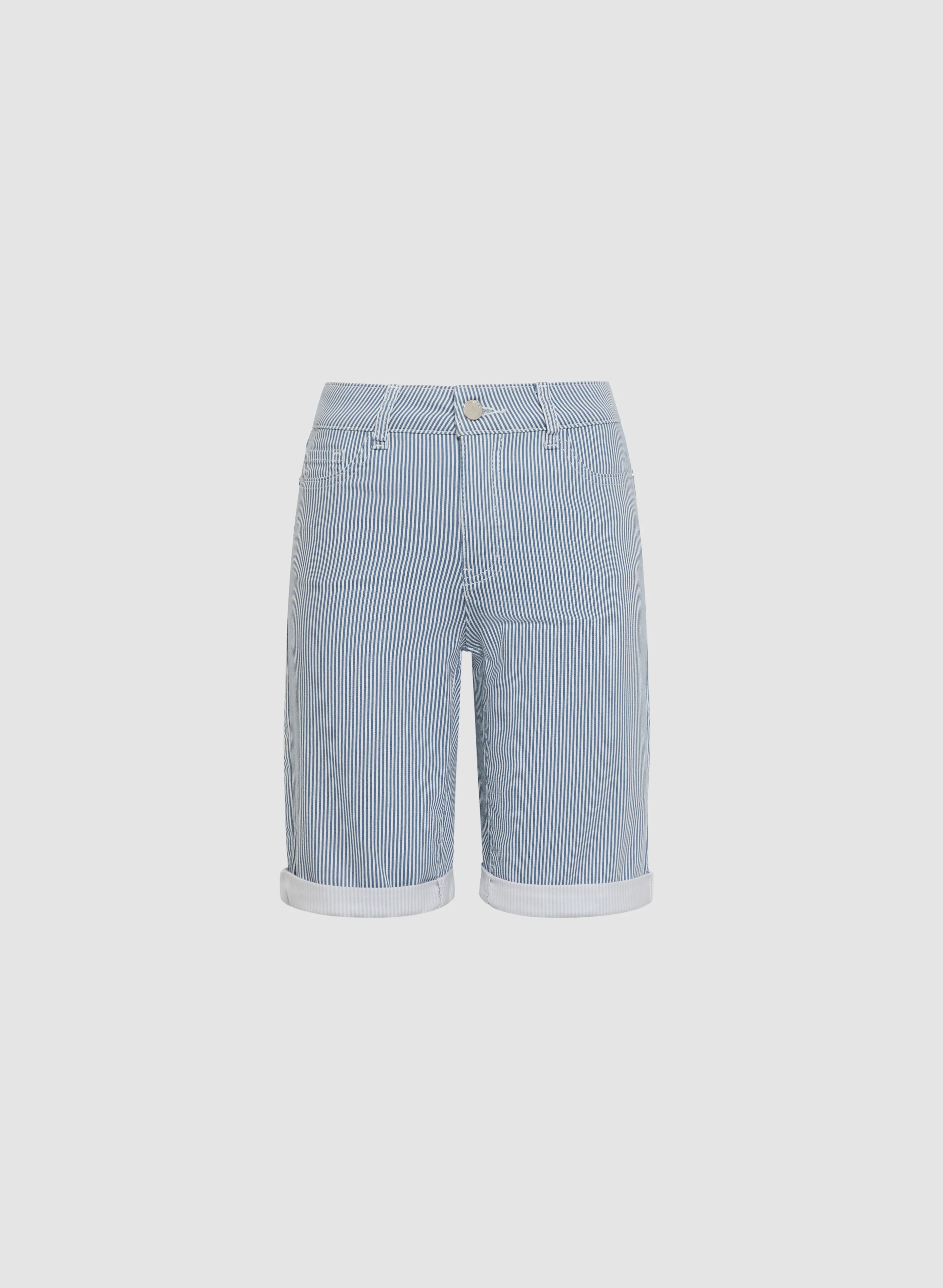Striped Denim Shorts - Image 6