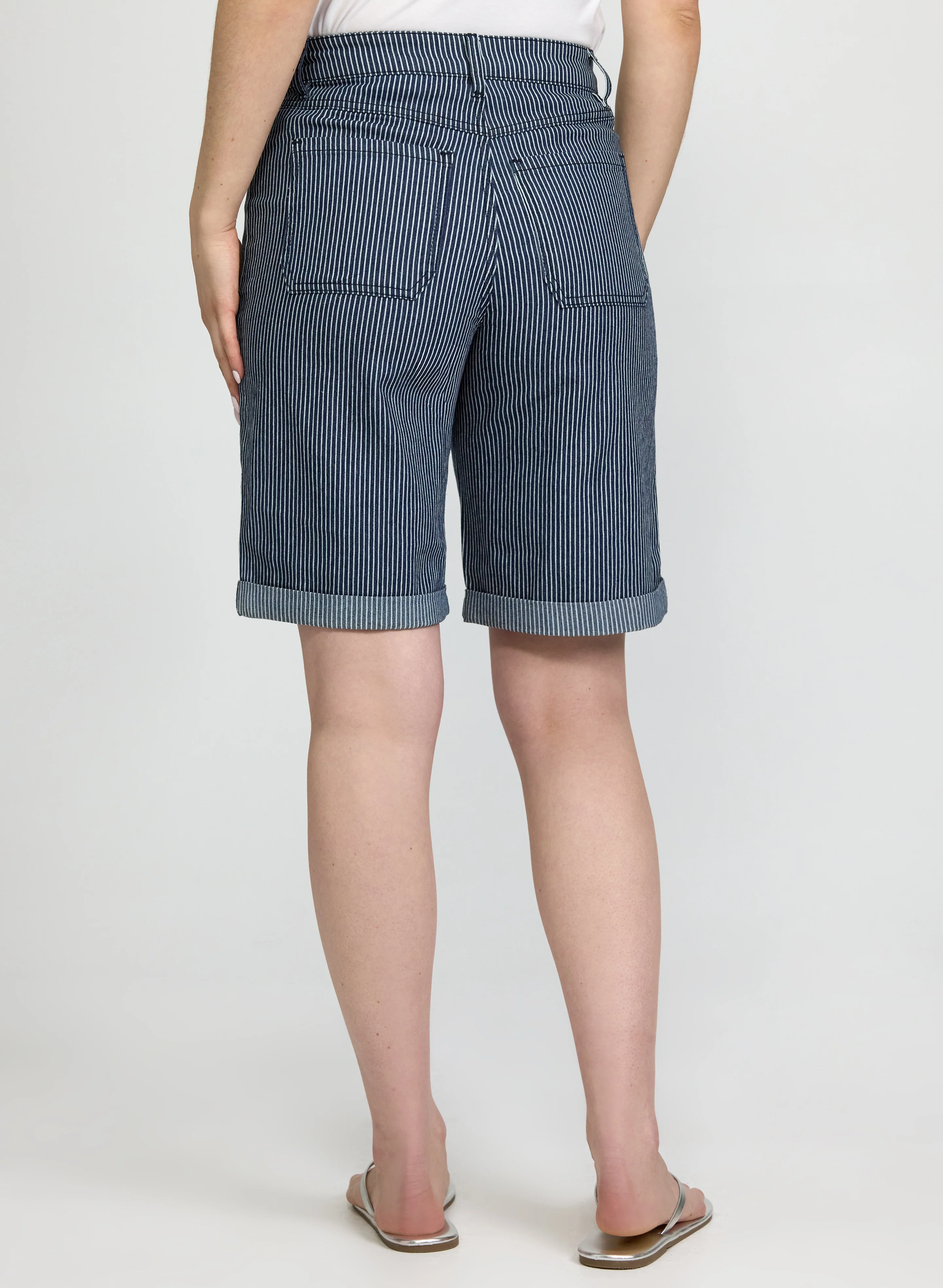 Striped Denim Shorts - Image 3