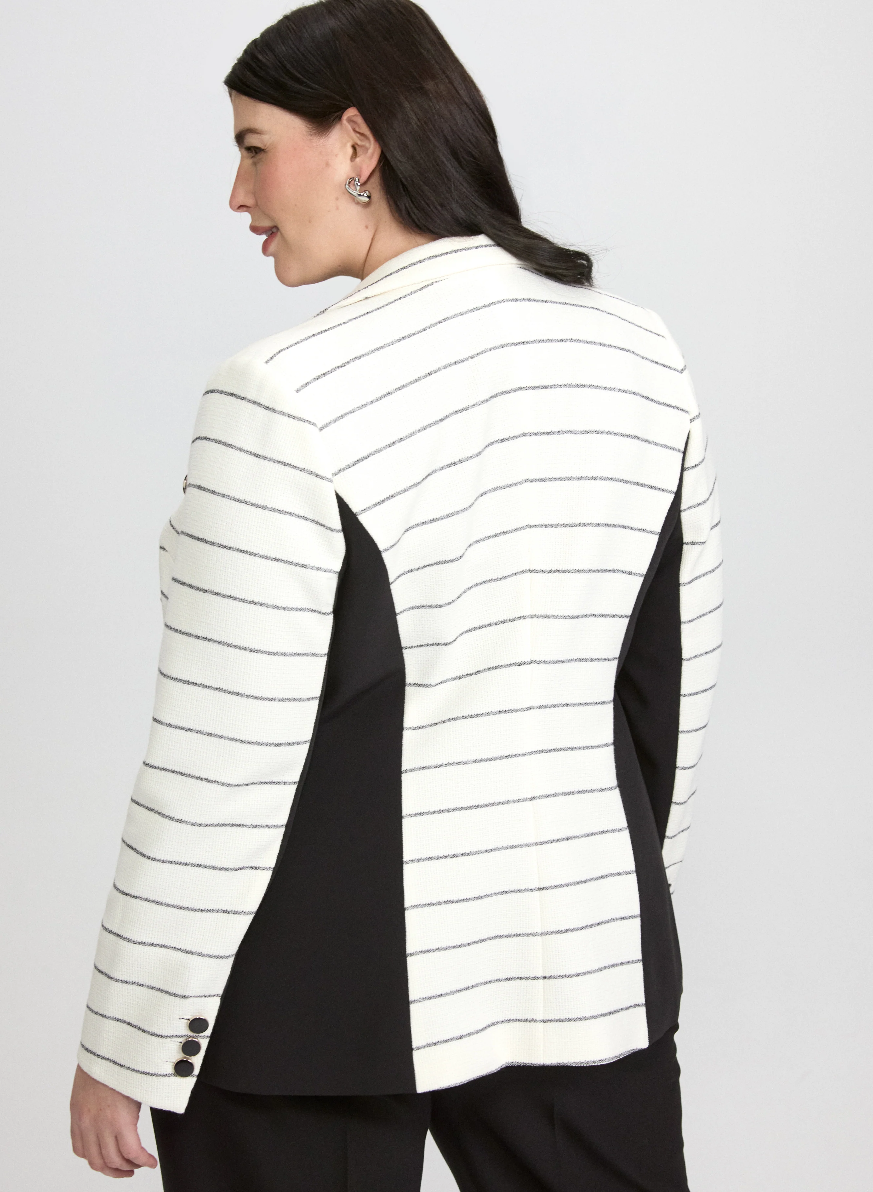 Striped Knit Blazer - Image 4