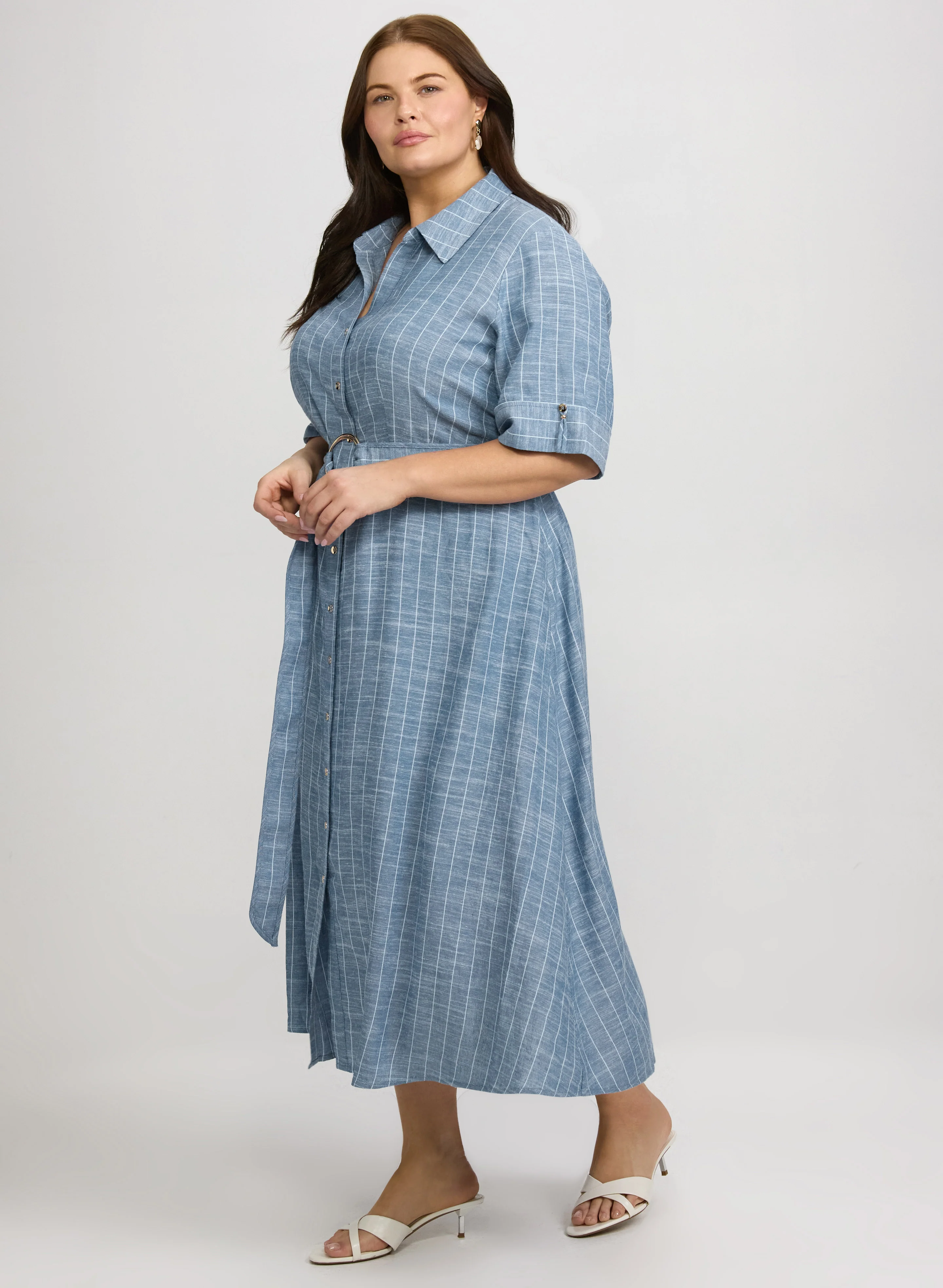 Striped Linen-Blend Shirt Dress - Image 2