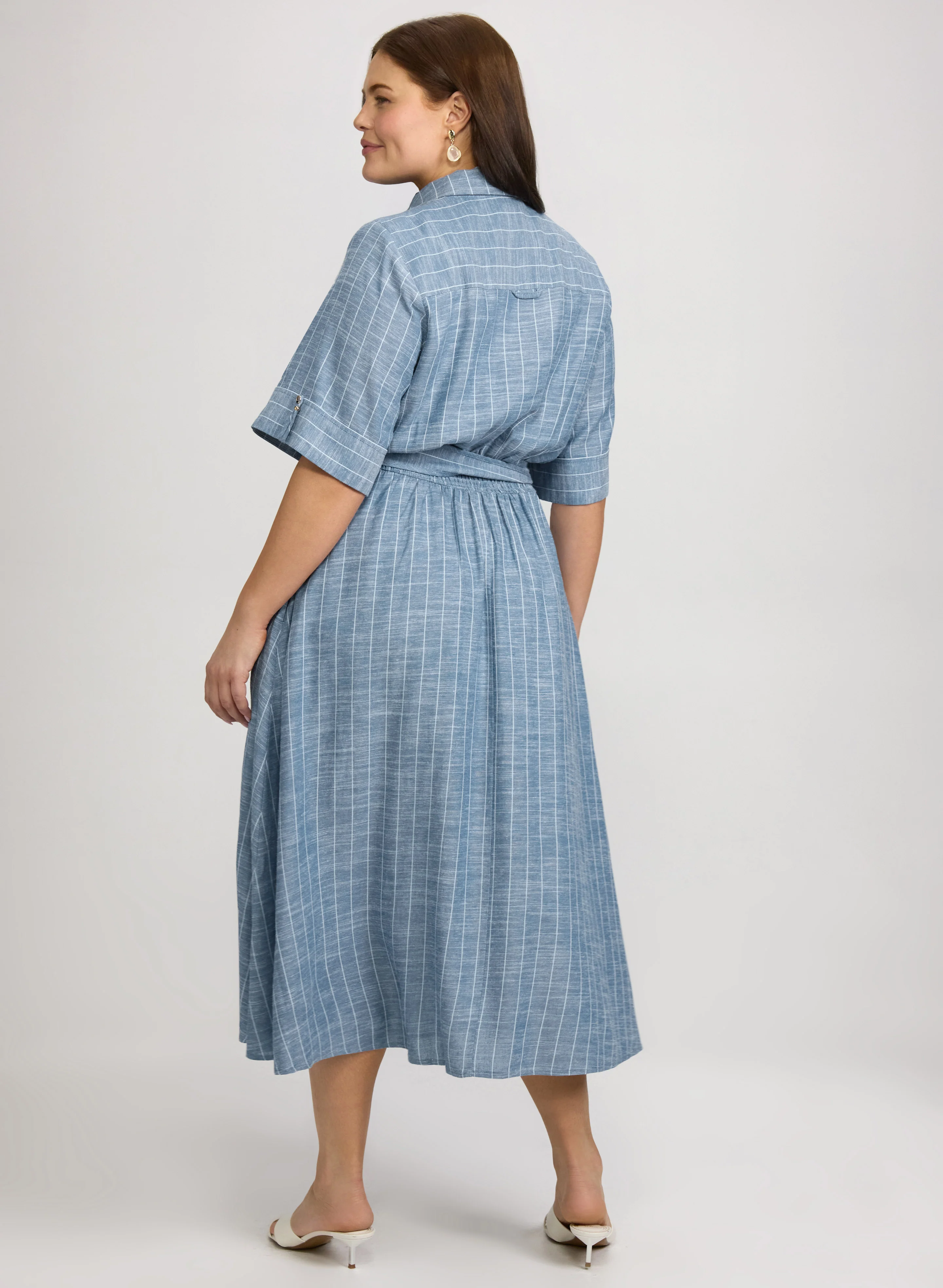 Striped Linen-Blend Shirt Dress - Image 4