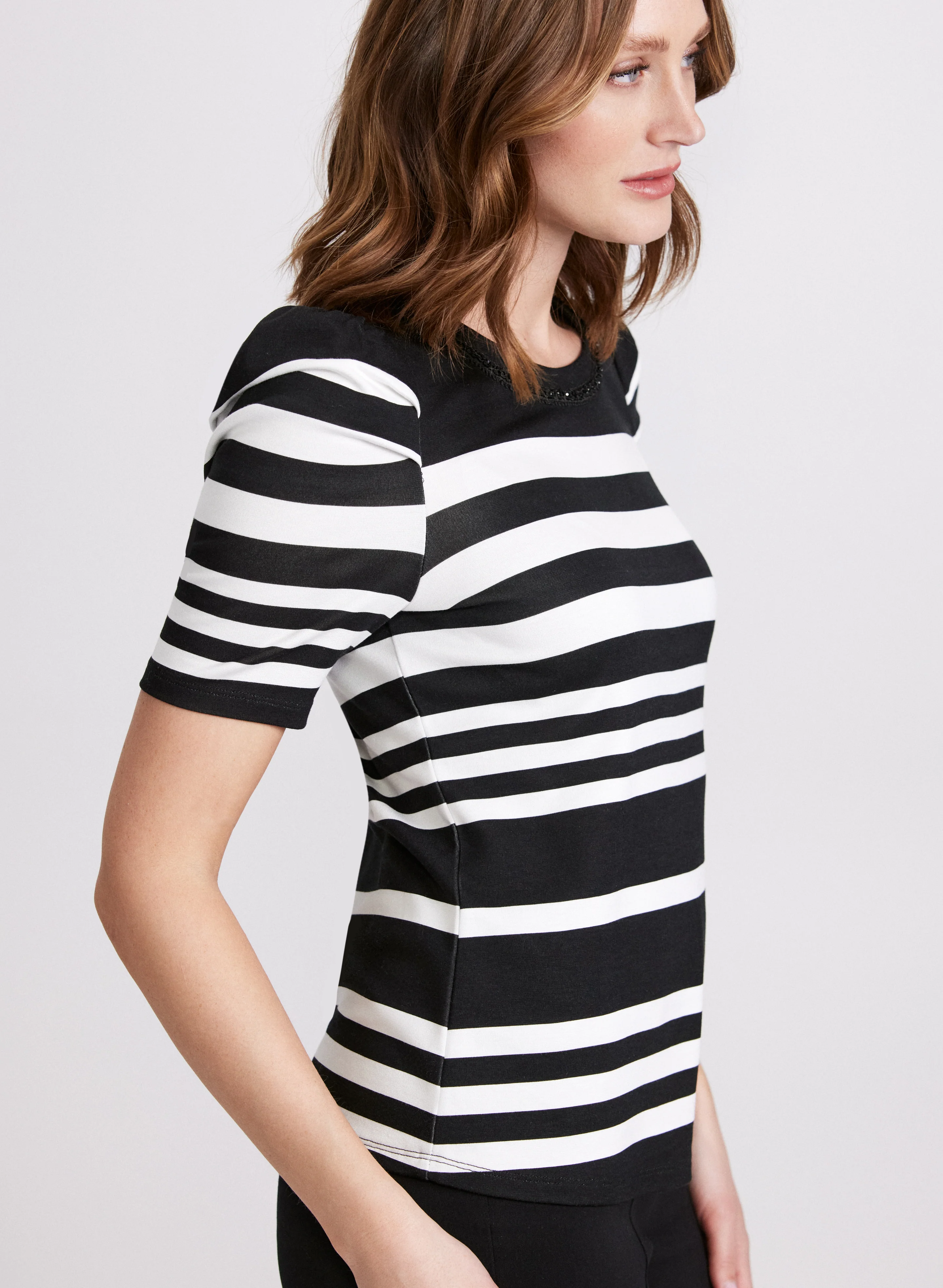 Striped Rhinestone Trim Top - Image 5