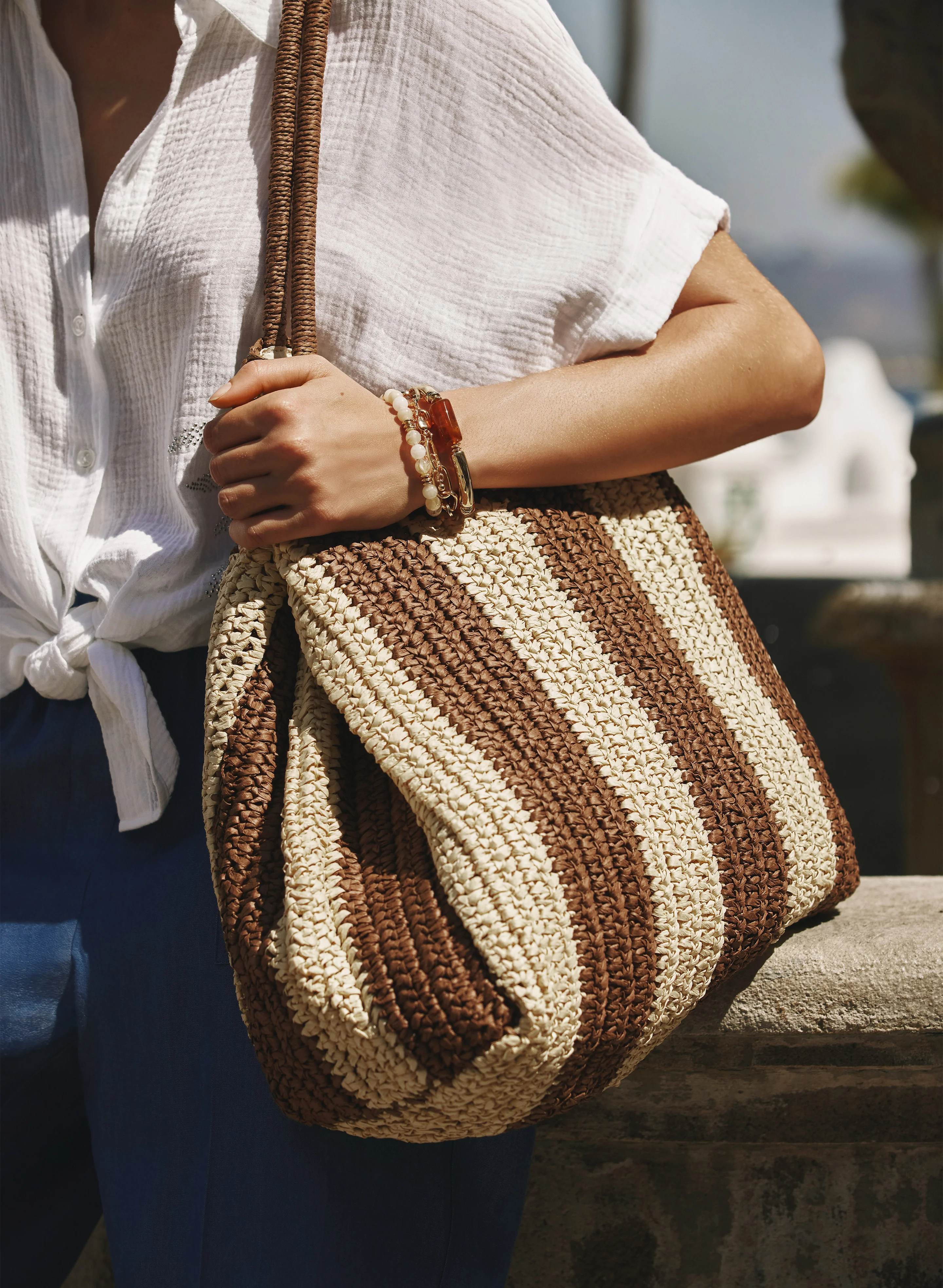 Striped Straw Tote - Image 2