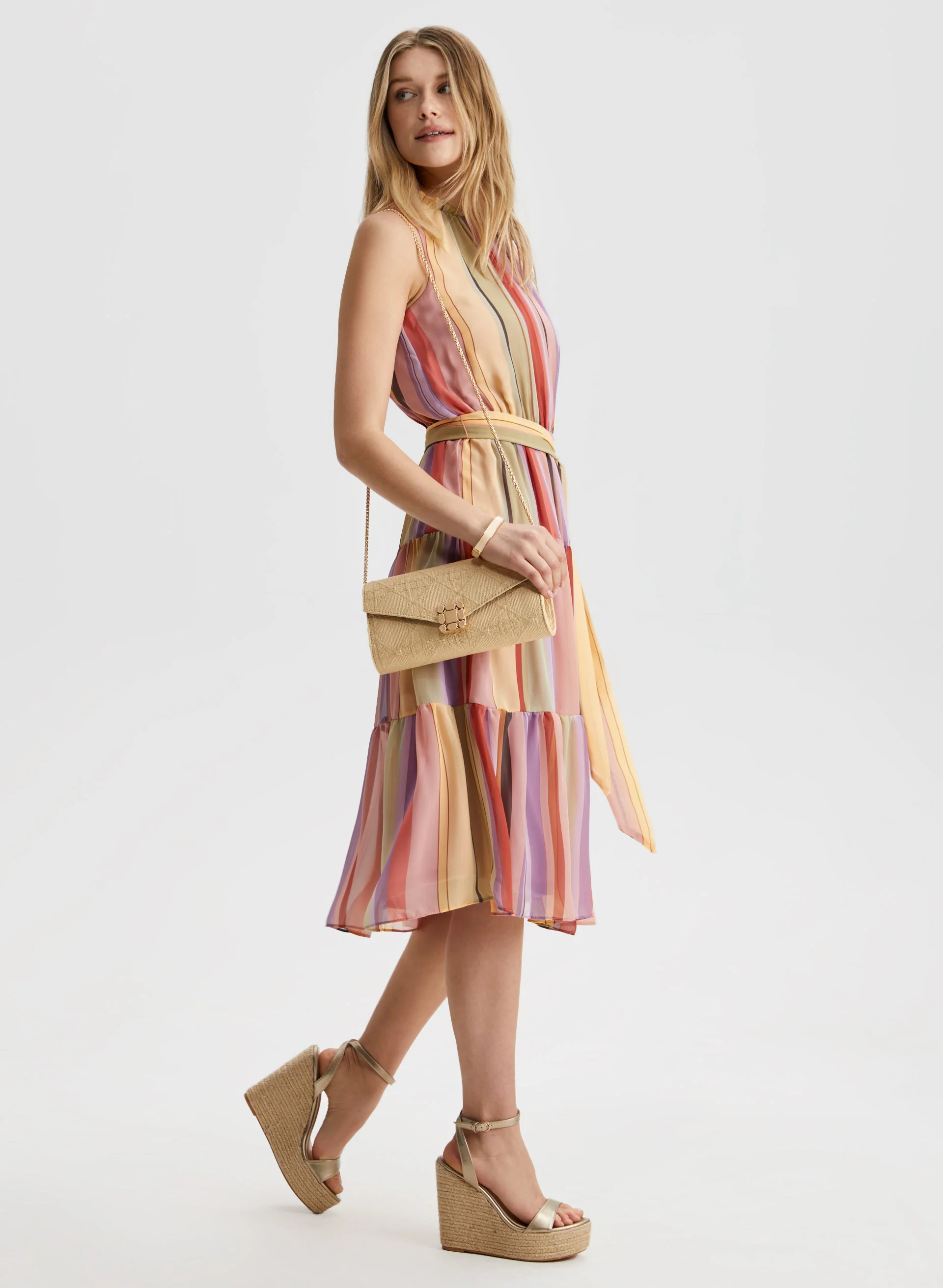 Striped Tiered Midi Dress - Image 3