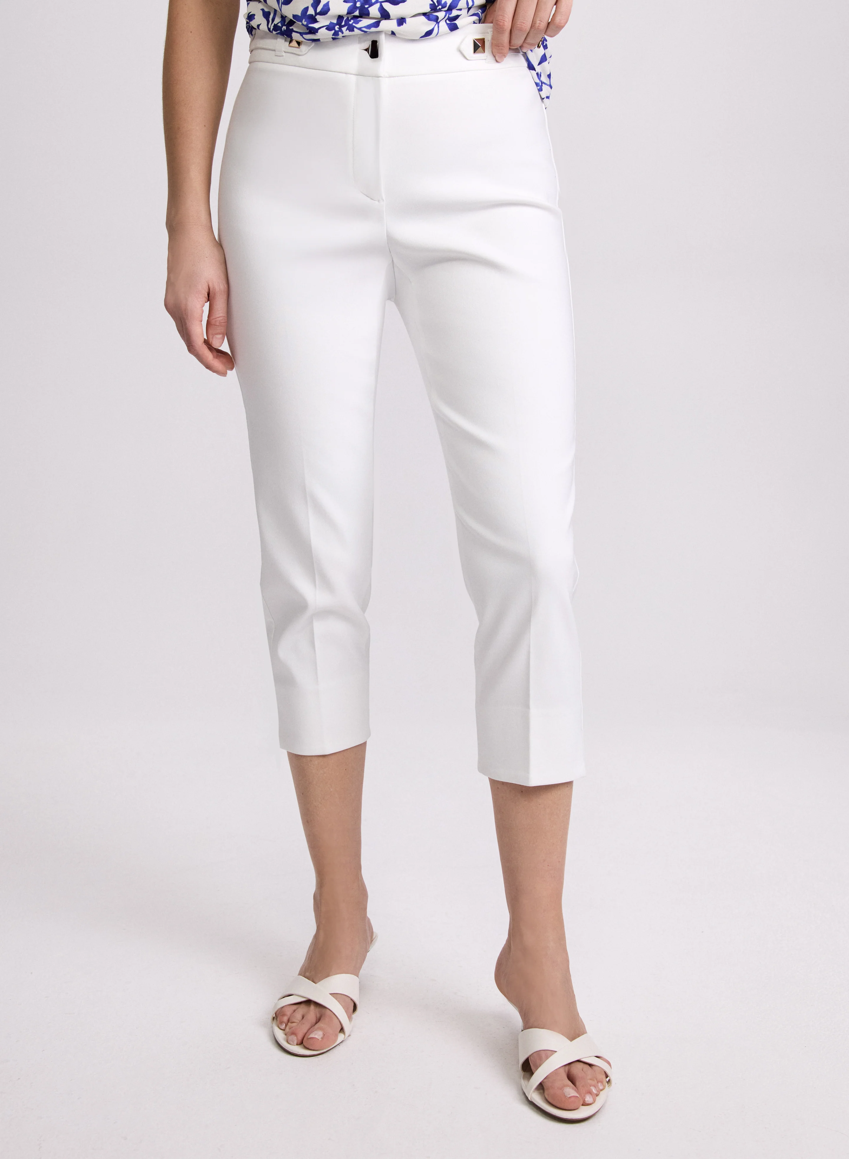 Studded Cotton-Blend Capris