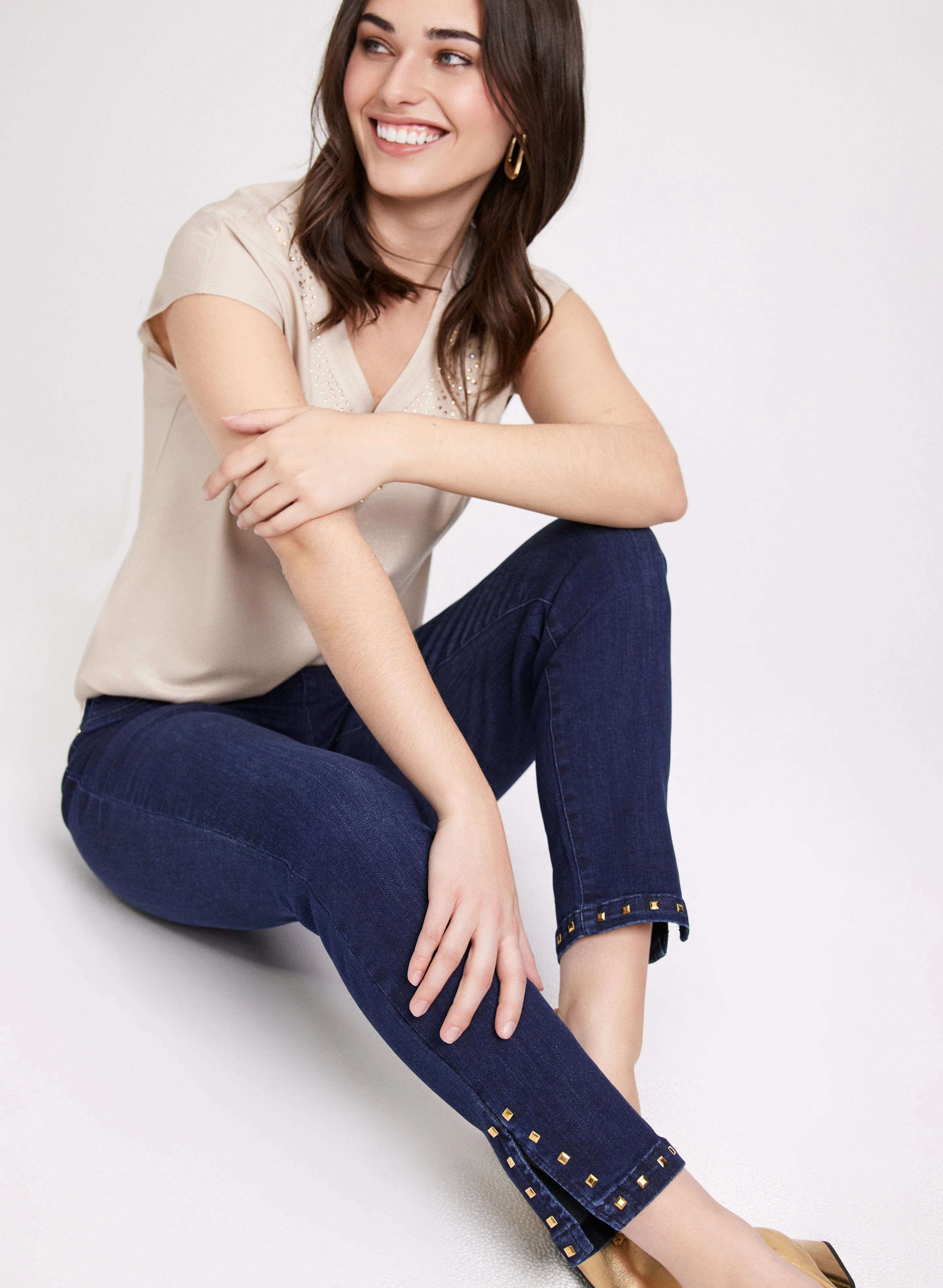 Studded Hem Slim-Leg Jeans - Image 3