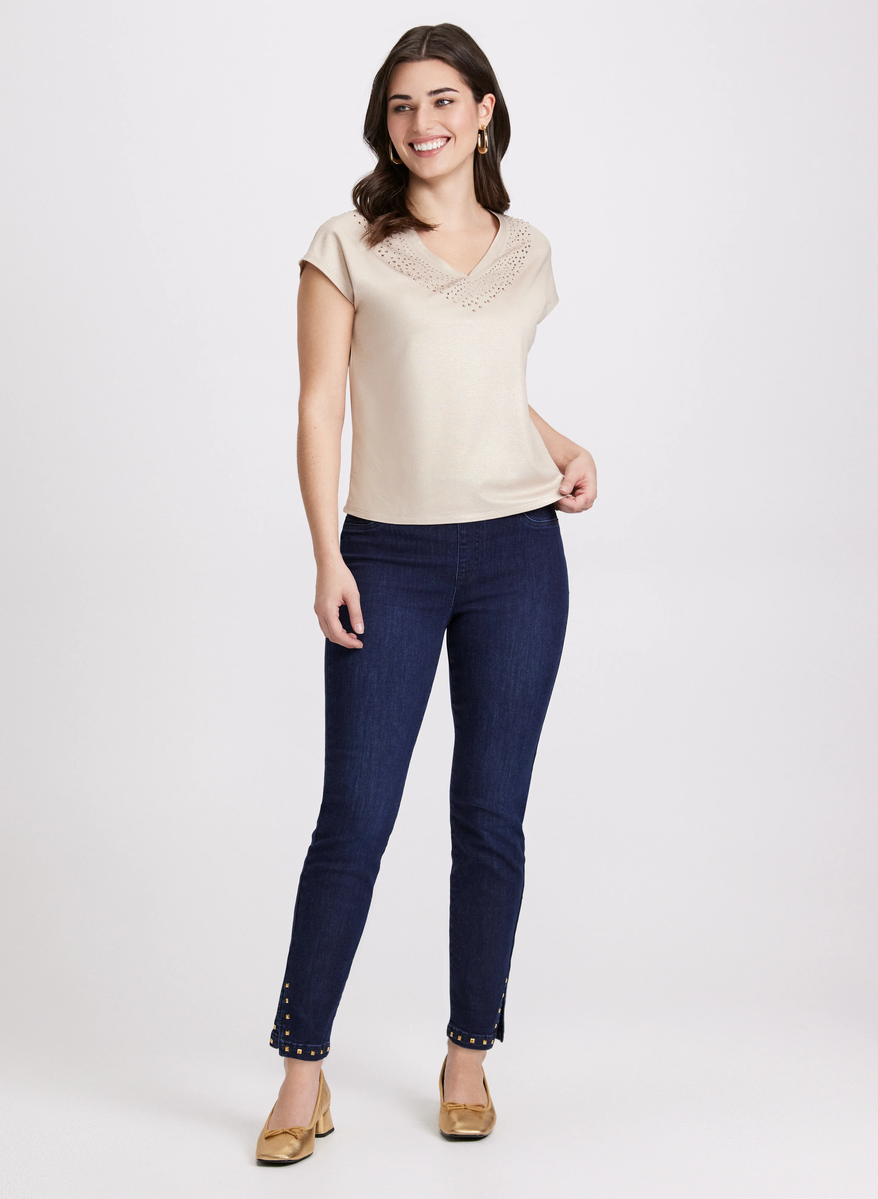 Studded Hem Slim-Leg Jeans - Image 5