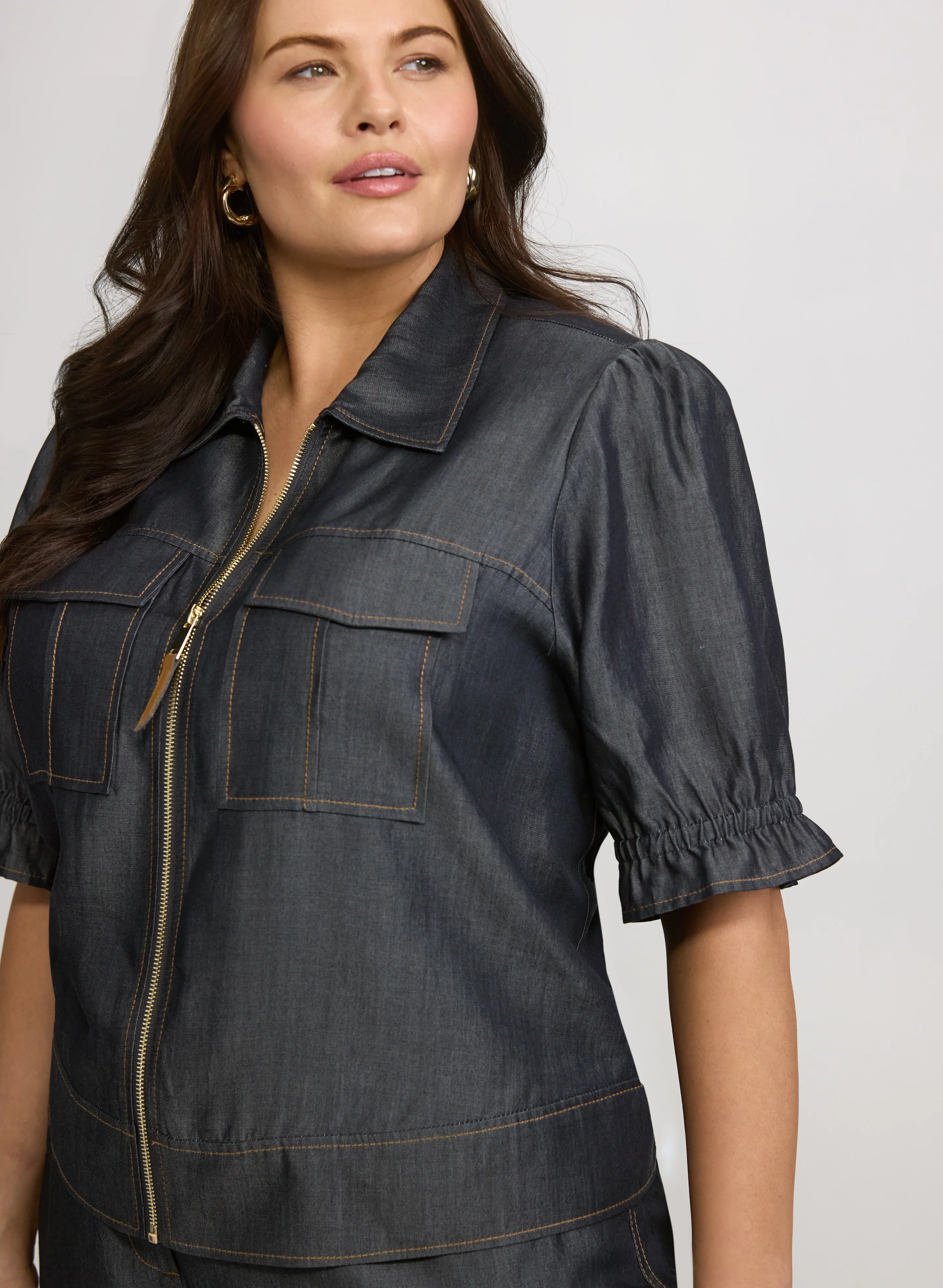 Short Sleeve Lyocell-Denim Jacket - Image 2