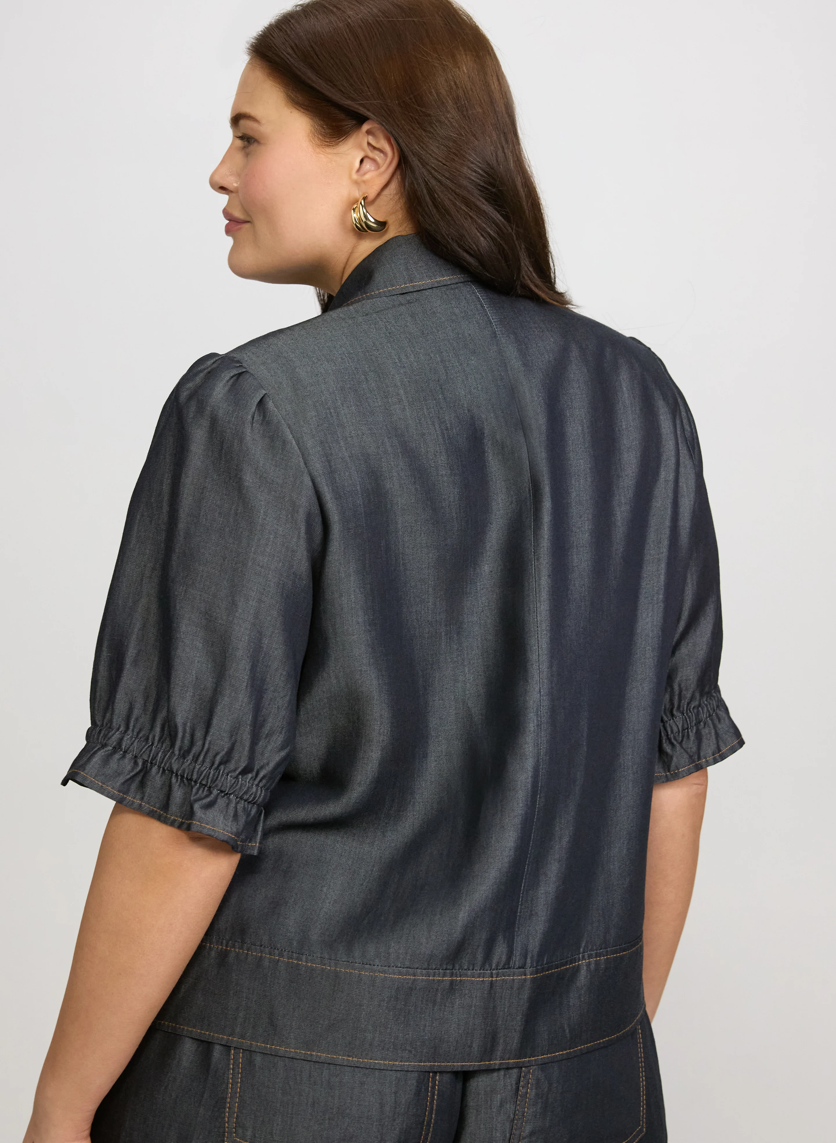 Short Sleeve Lyocell-Denim Jacket - Image 4
