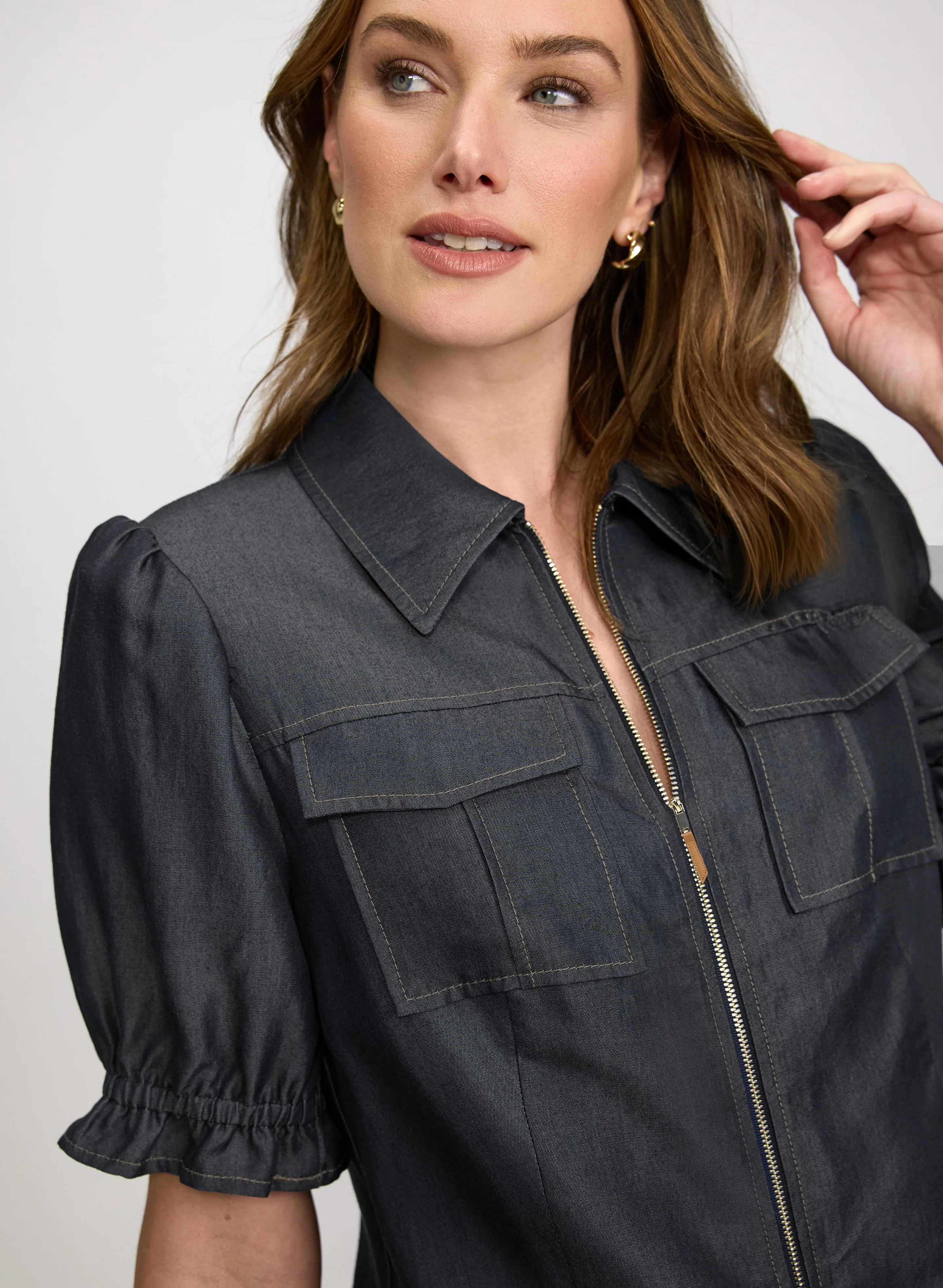 Short Sleeve Lyocell-Denim Jacket - Image 4