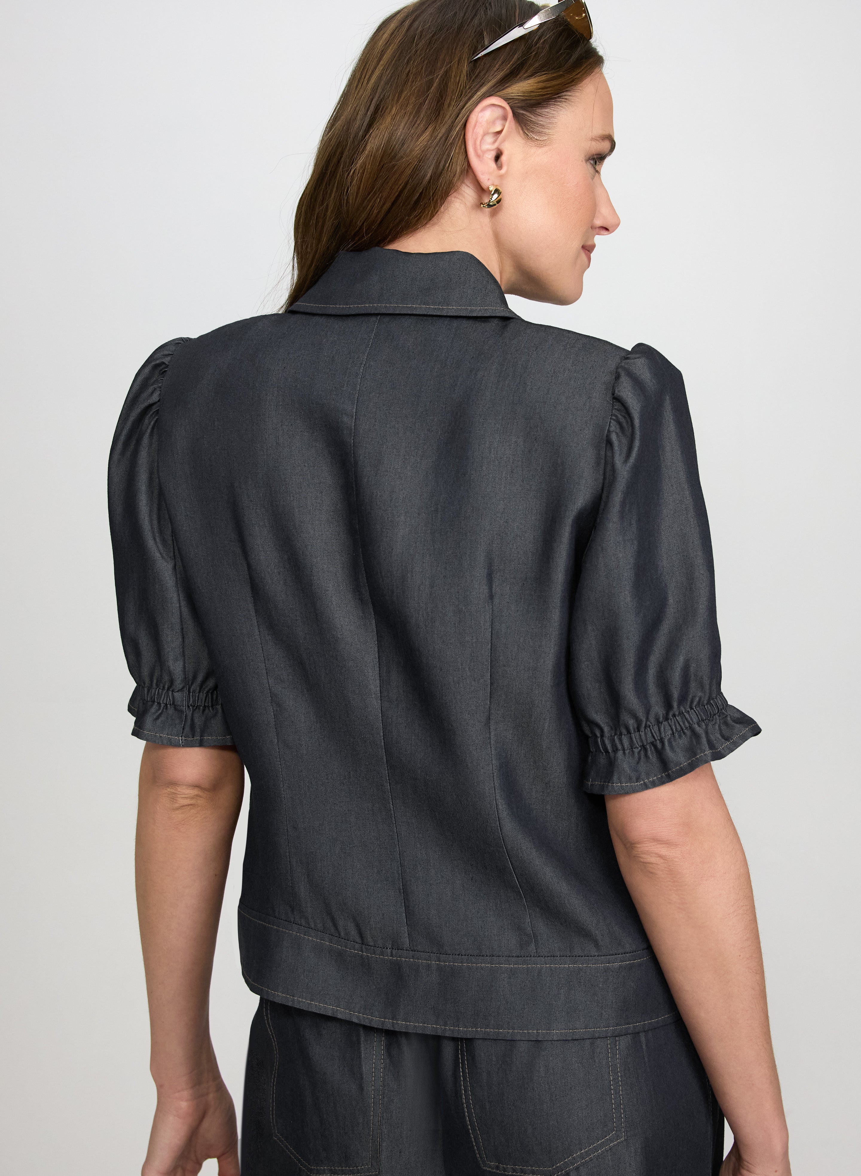 Short Sleeve Lyocell-Denim Jacket - Image 5