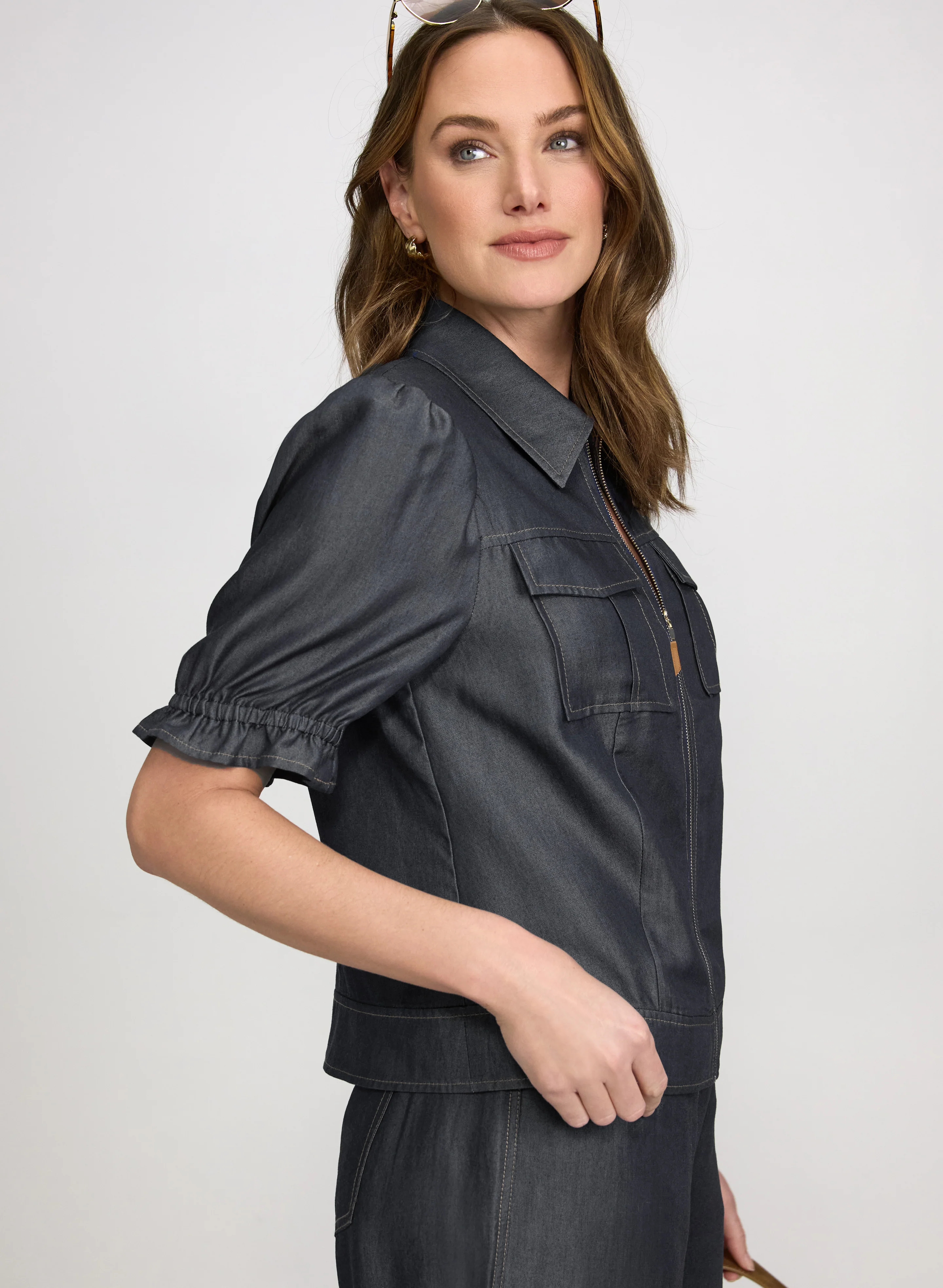 Short Sleeve Lyocell-Denim Jacket - Image 6