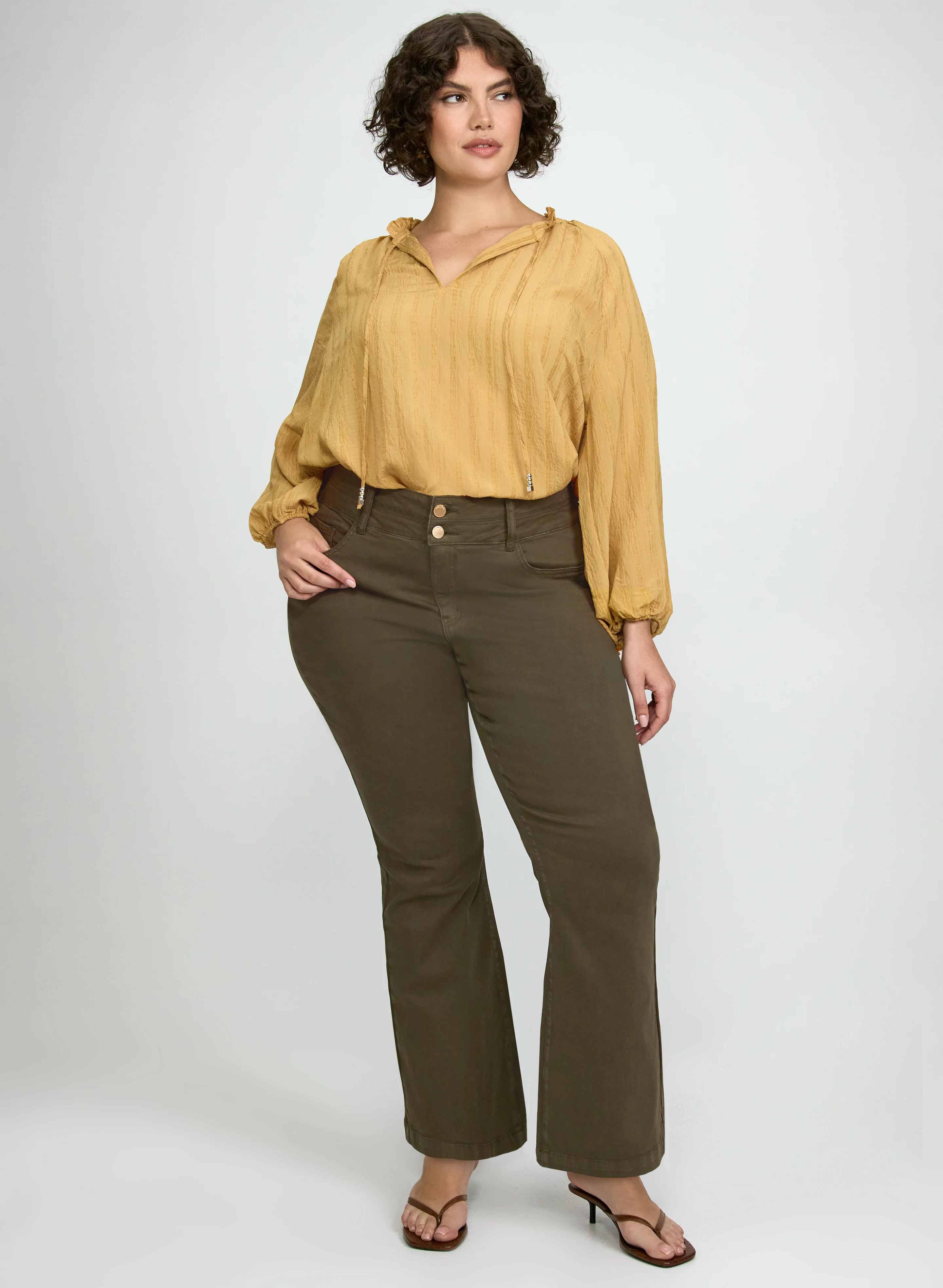 Textured 3/4 Sleeve Blouse - Image 3