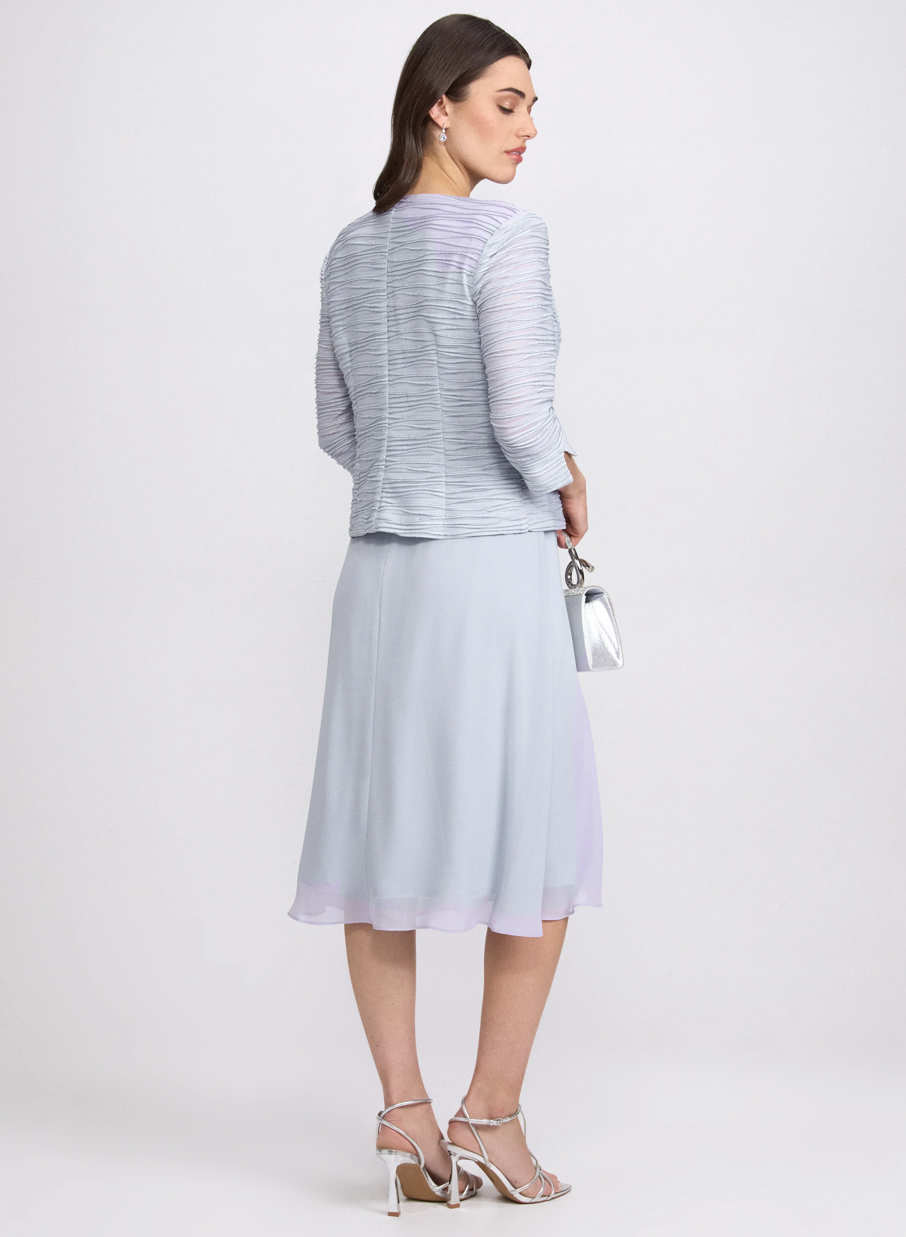 Textured Jacket & Chiffon Dress Set - Image 4
