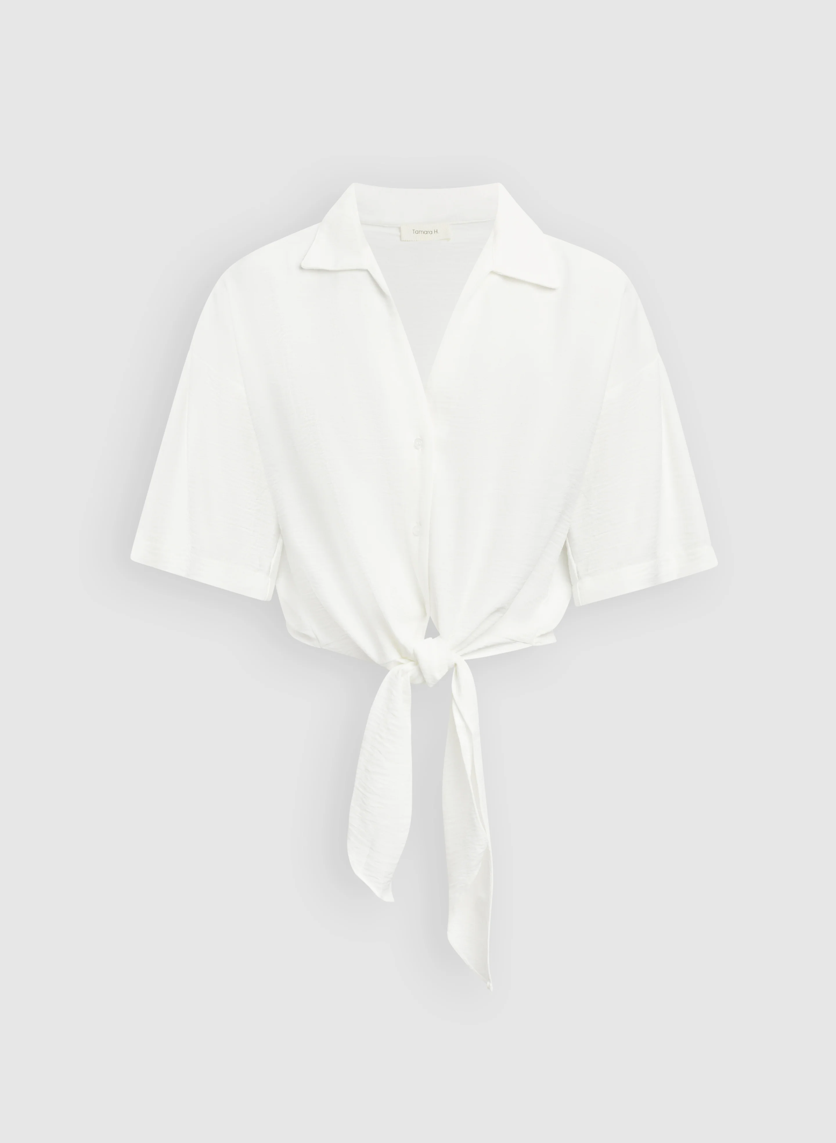 Textured Tie Front Blouse - Image 6