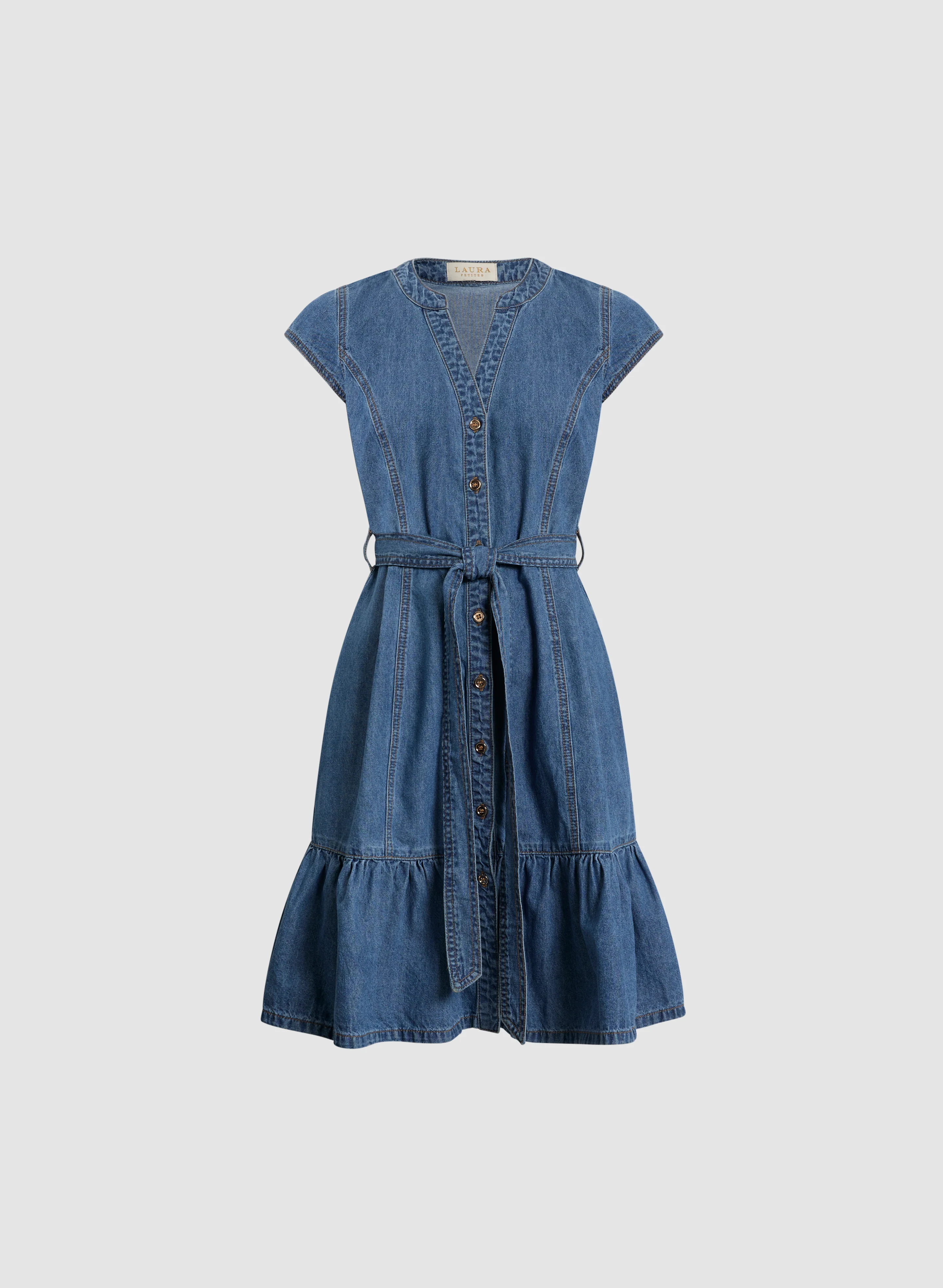 Tiered Denim Shirt Dress - Image 6