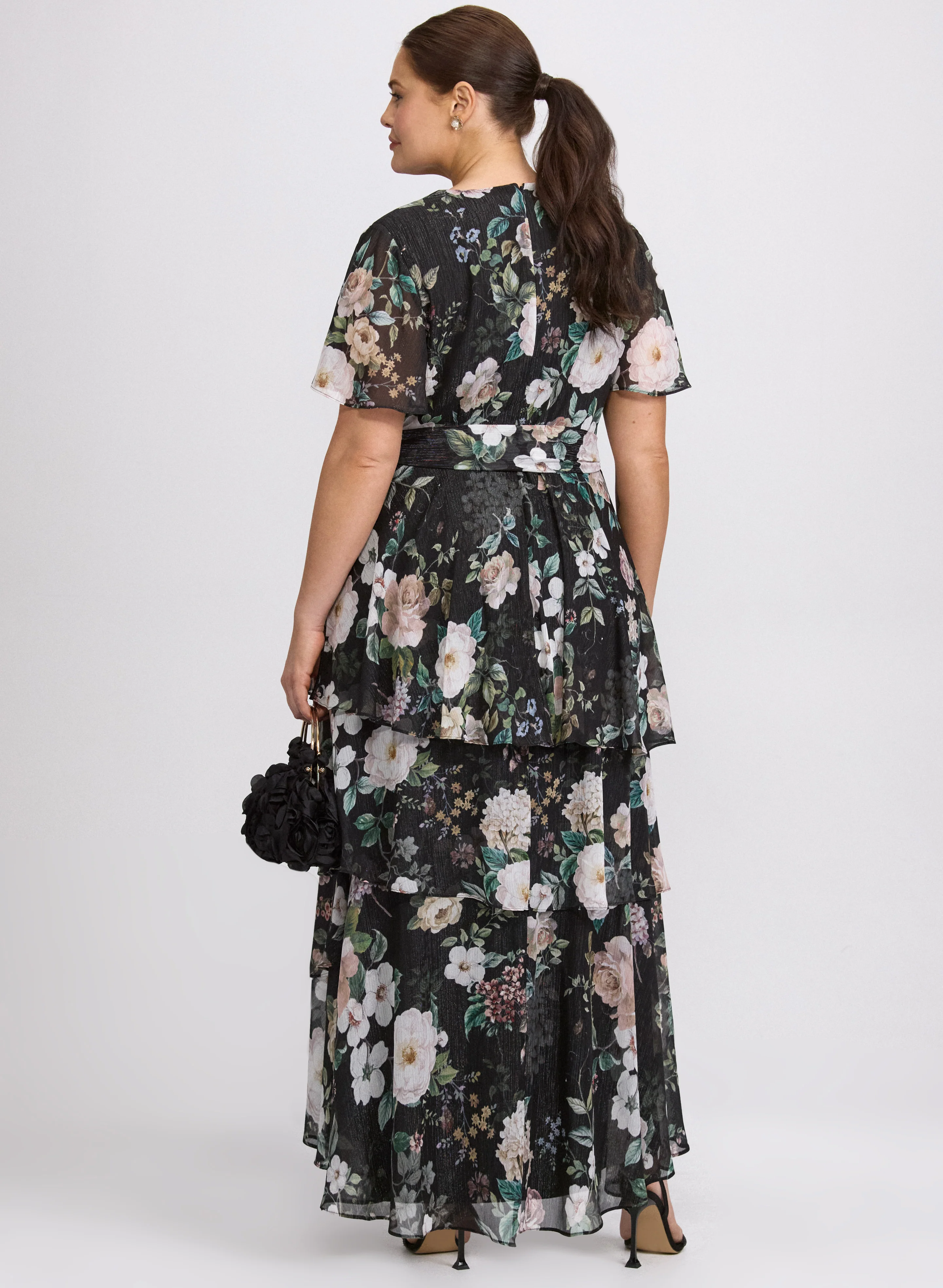 Tiered Floral Chiffon Dress - Image 3